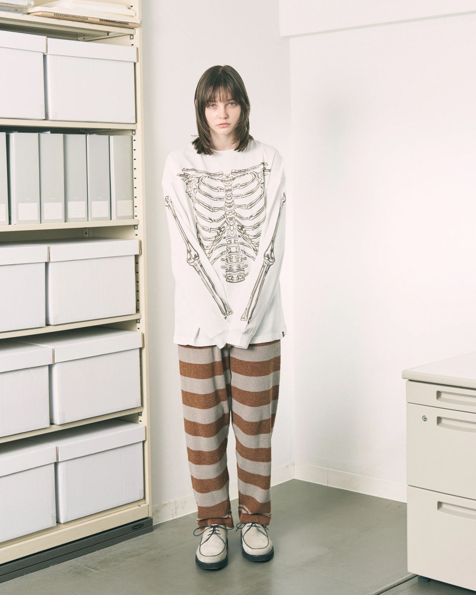Bone L/S Tee / ボーン ロングスリーブTシャツ / ホワイト / PD-262-LCS-051