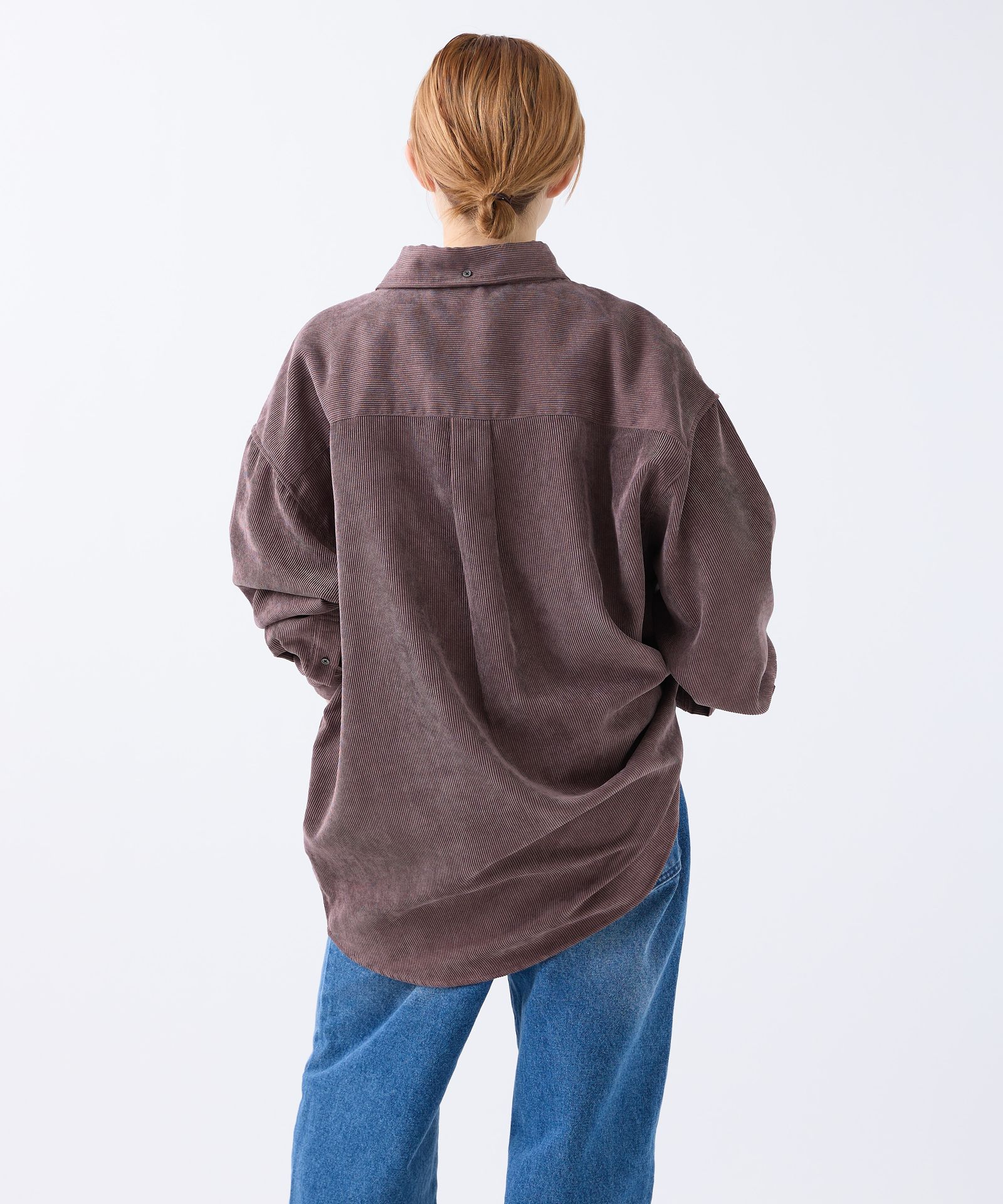 OVERSIZED CORDUROY SHIRT / オーバーサイズ コーデュロイ シャツ / レディッシュブラウン / MTM-SH-0164-23-C