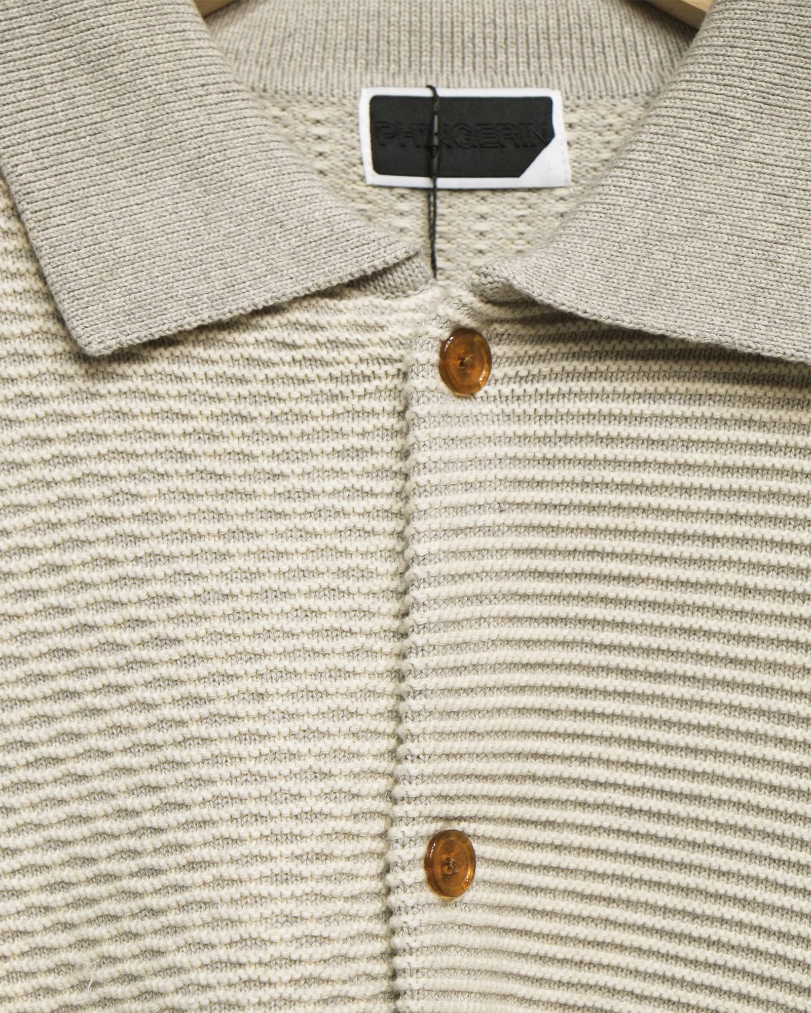 Multi Knit Shirt Jacket / シャツ ニット / グレー×オートミール / PD-262-KN-051