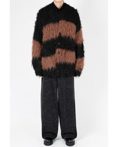 Shaggy Border Knit Cardigan