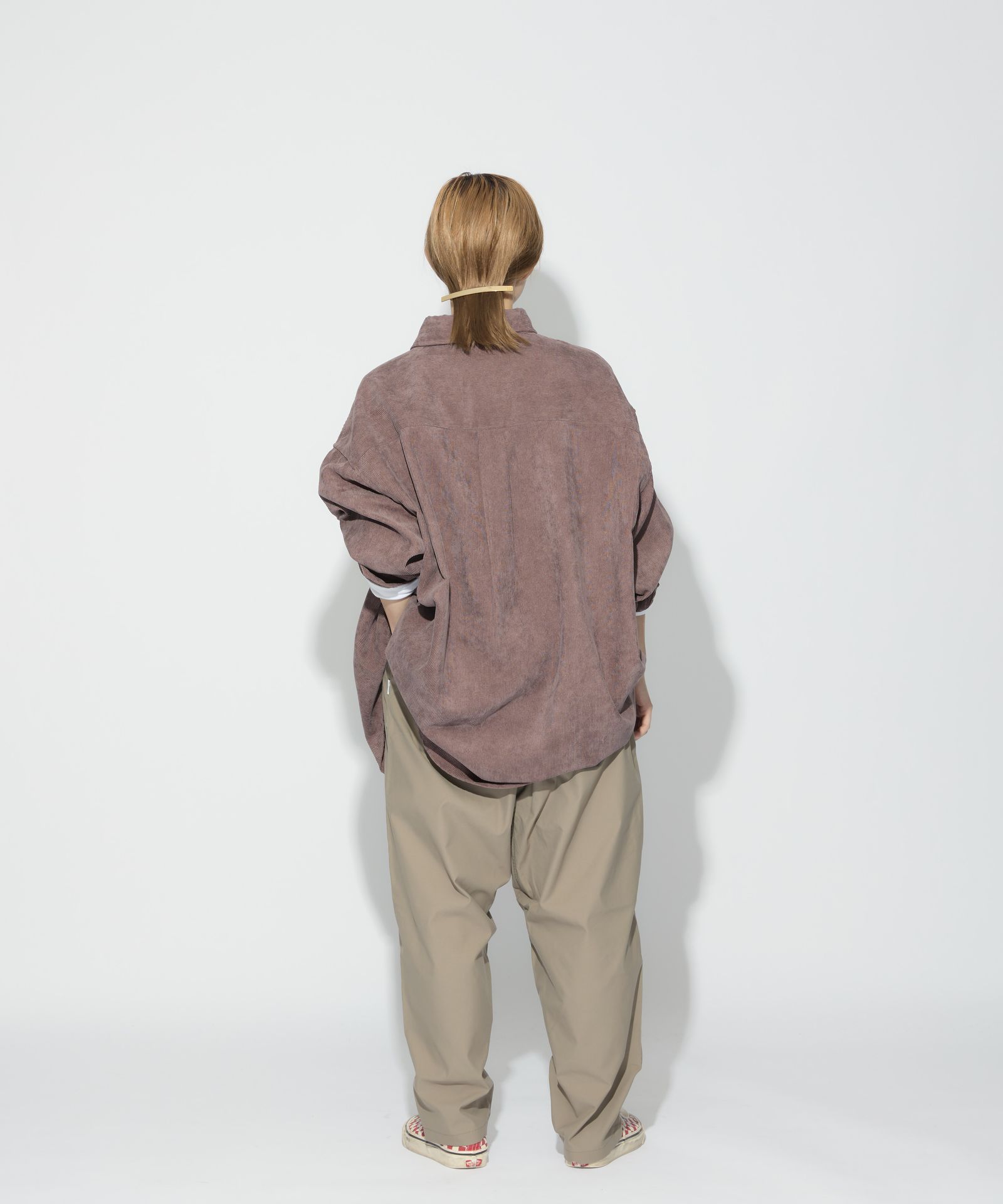 OVERSIZED CORDUROY SHIRT / オーバーサイズ コーデュロイ シャツ / レディッシュブラウン / MTM-SH-0164-23-C