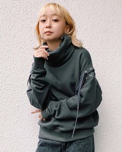 Lace Up Turtle Neck Sweat Shirt