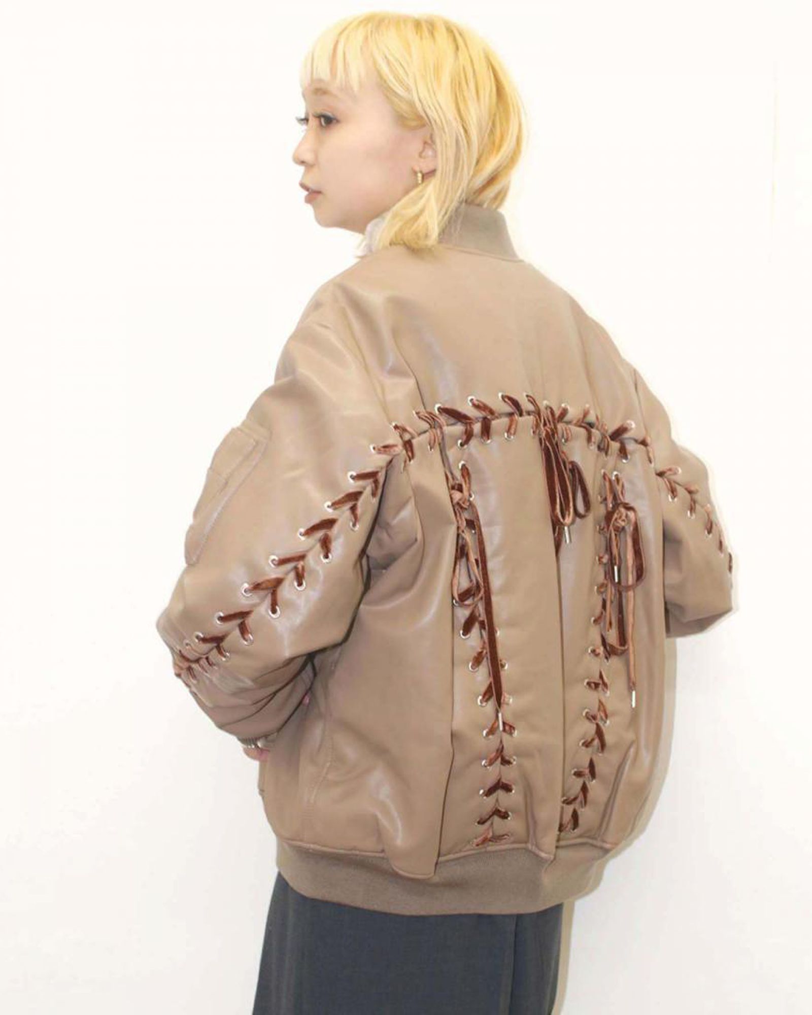 G.V.G.V. - Fake Leather Lace Up MA-1 Blouson | fakejam