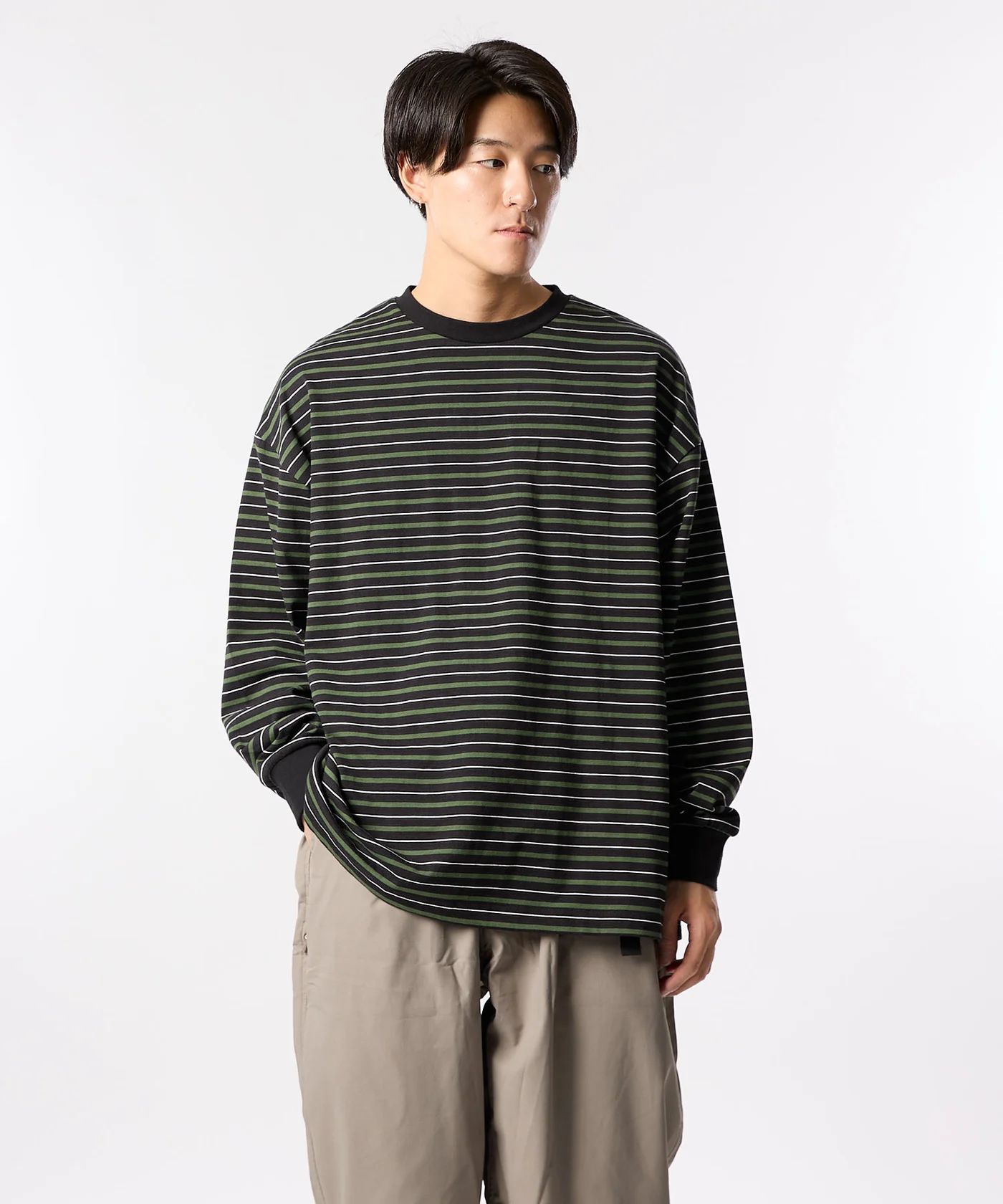 MULTI BORDER L/S TEE / マルチ ボーダー ロングスリーブTシャツ / グリーン / MTM-CS-0301-25-C