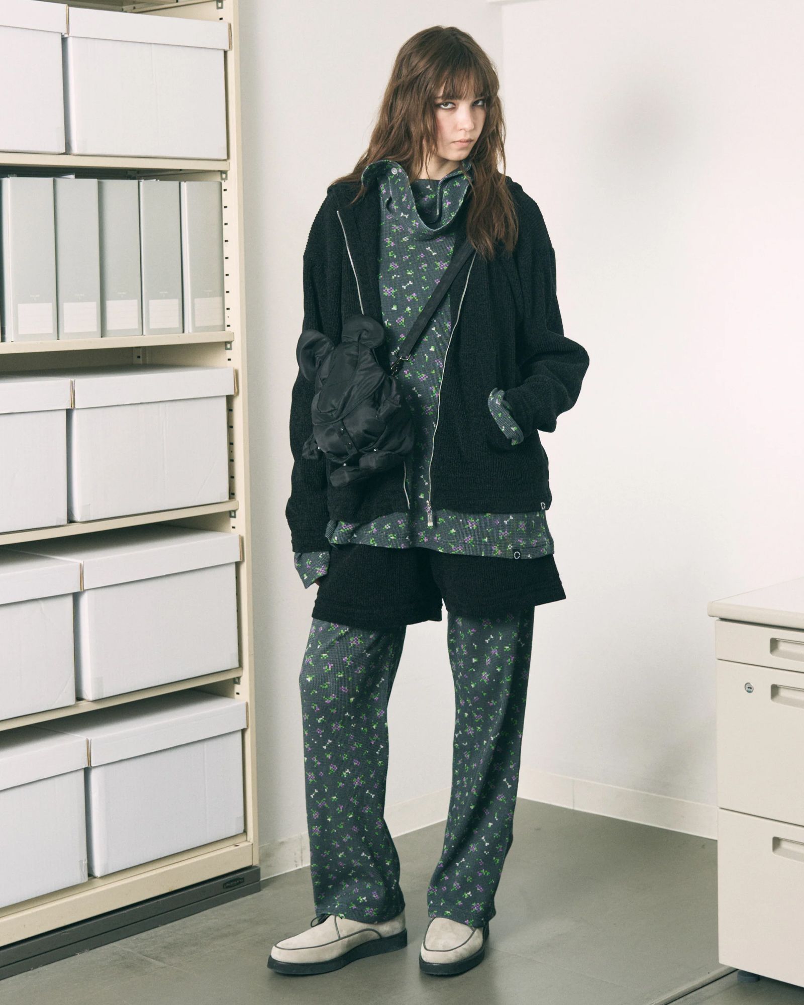 Flowe Waffle Pants / ワッフル パンツ / ブラック / PD-262-BT-081