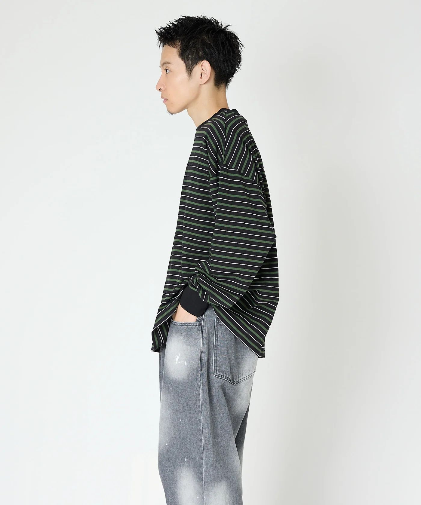 MULTI BORDER L/S TEE / マルチ ボーダー ロングスリーブTシャツ / グリーン / MTM-CS-0301-25-C
