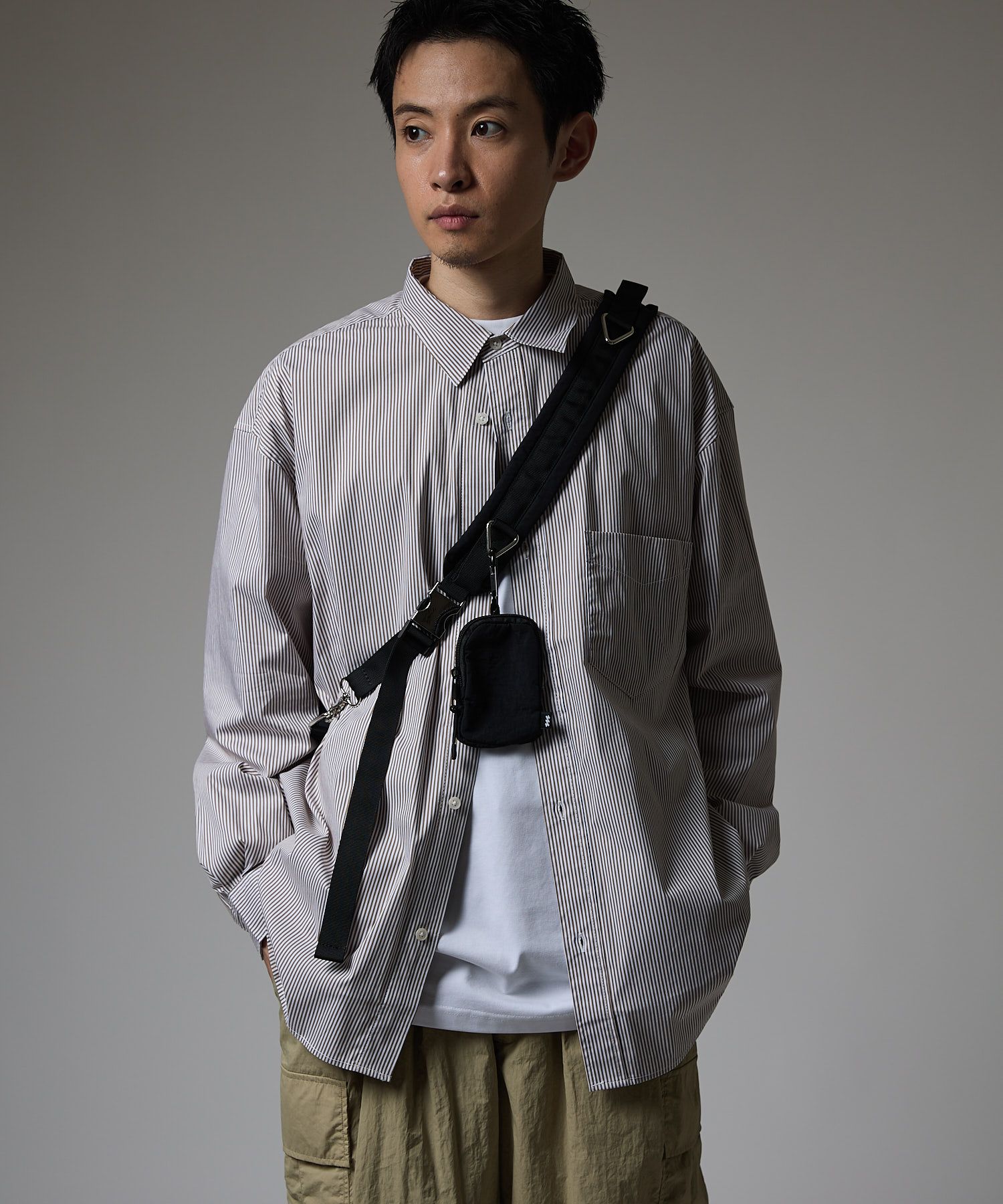 LOOSE STRIPE SHIRT L/S / ルーズ ストライプ シャツ / ブラウン / MTM-SH-0266-24-B