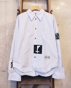 Bootleg Stripe Shirts With Patched(MIN) / ストライプ シャツ / サックス / M-P4-BG13