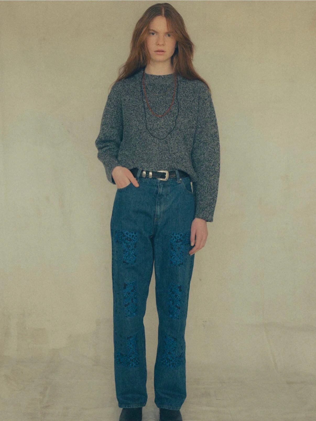 Mix Color Mock Neck Sweater