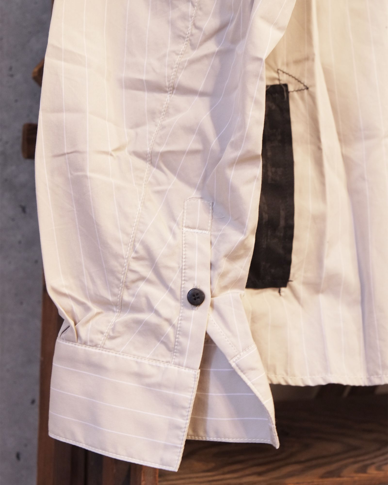 Bootleg Stripe Shirts With Patched(MIN) / ストライプ シャツ / サンド / M-P4-BG13
