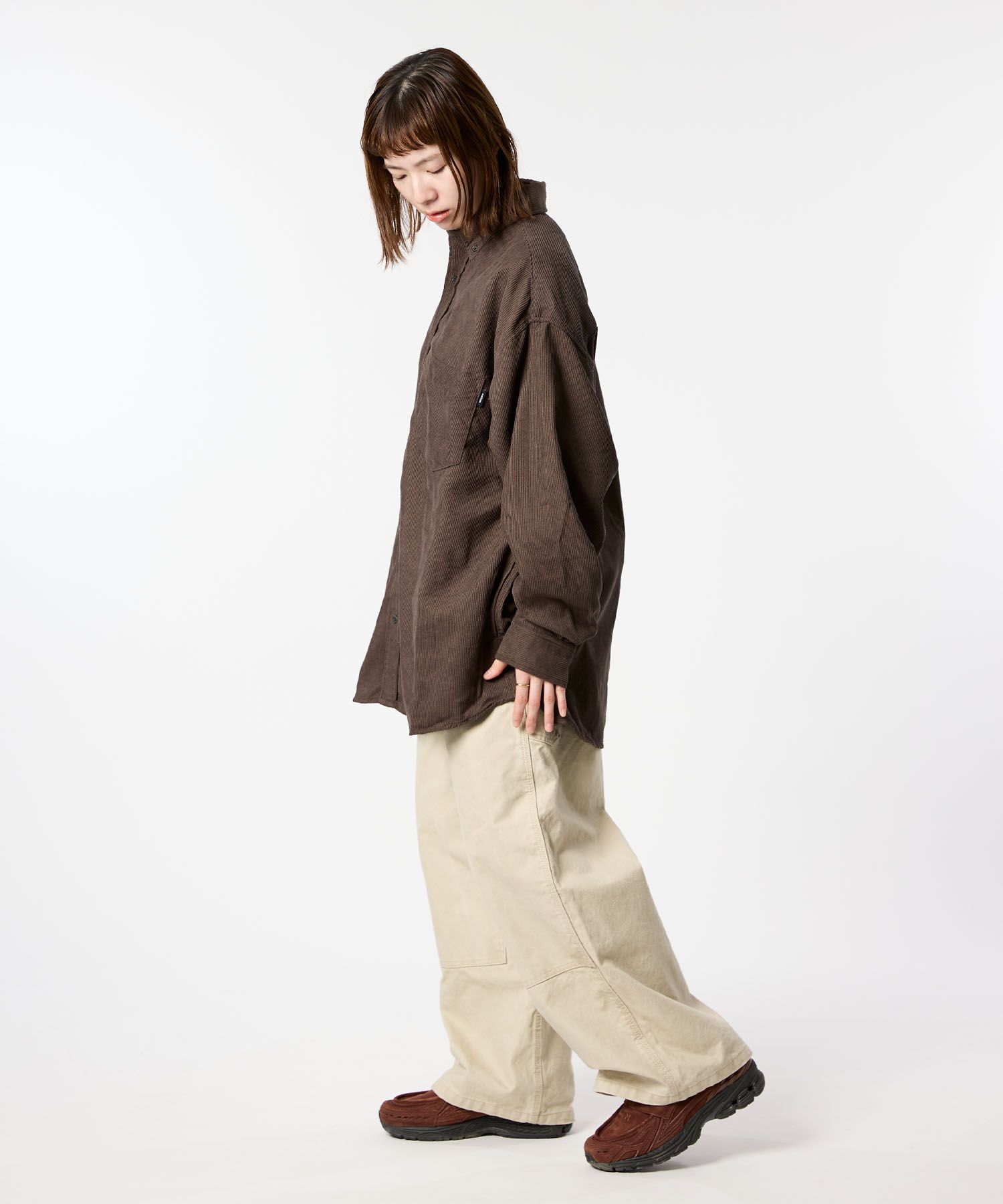 OVERSIZED CORDUROY SHIRT / オーバーサイズ コーデュロイ シャツ / ダークブラウン / MTM-SH-0164-23-C