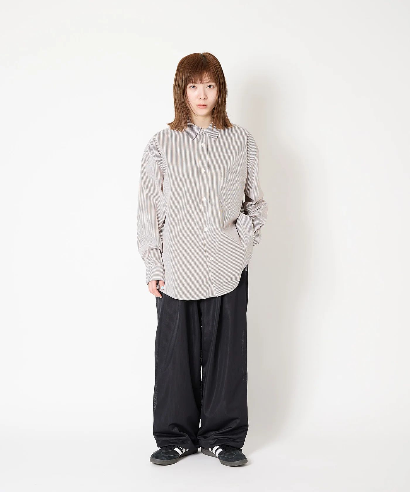 LOOSE STRIPE SHIRT L/S / ルーズ ストライプ シャツ / ブラウン / MTM-SH-0266-24-B