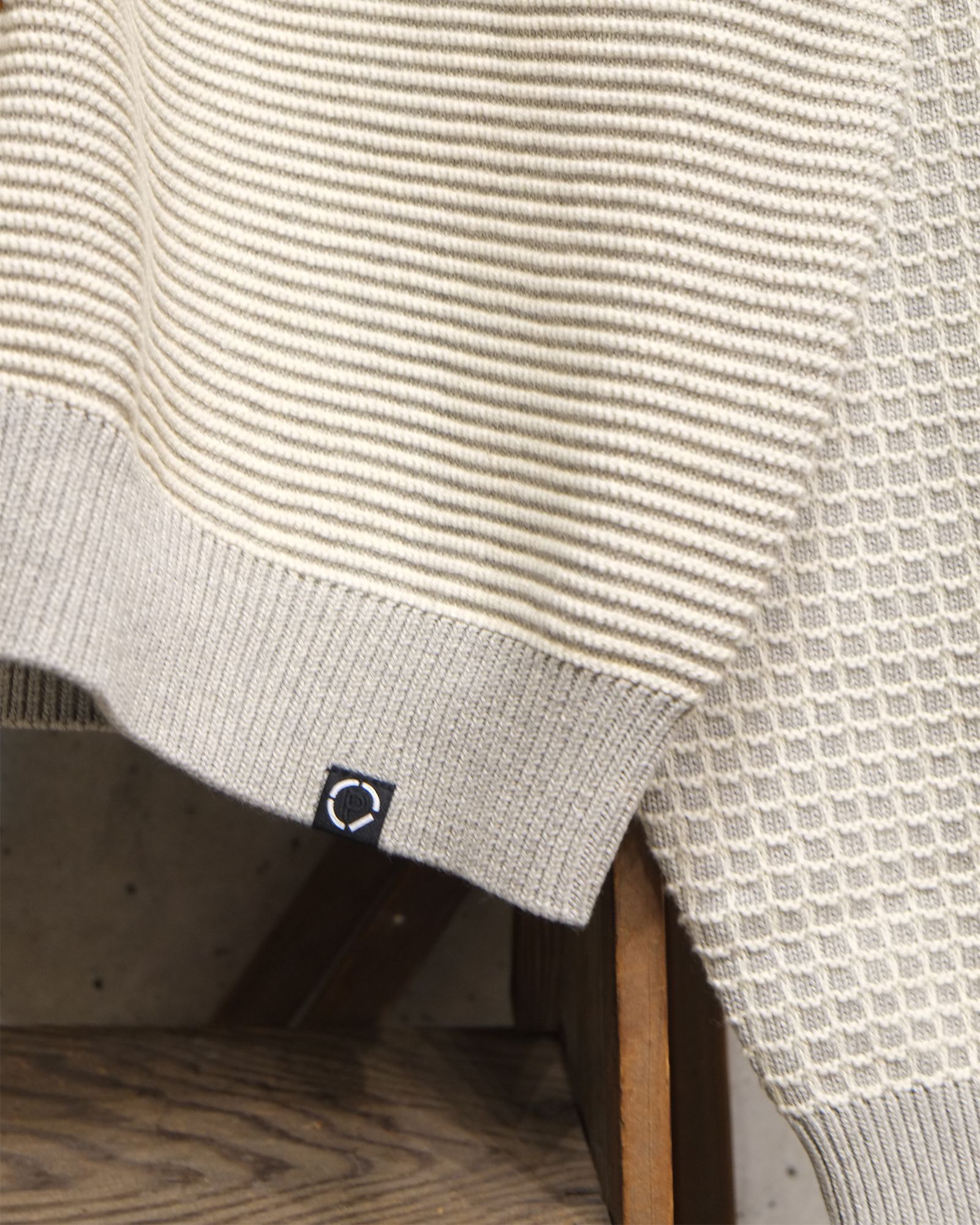 Multi Knit Shirt Jacket / シャツ ニット / グレー×オートミール / PD-262-KN-051