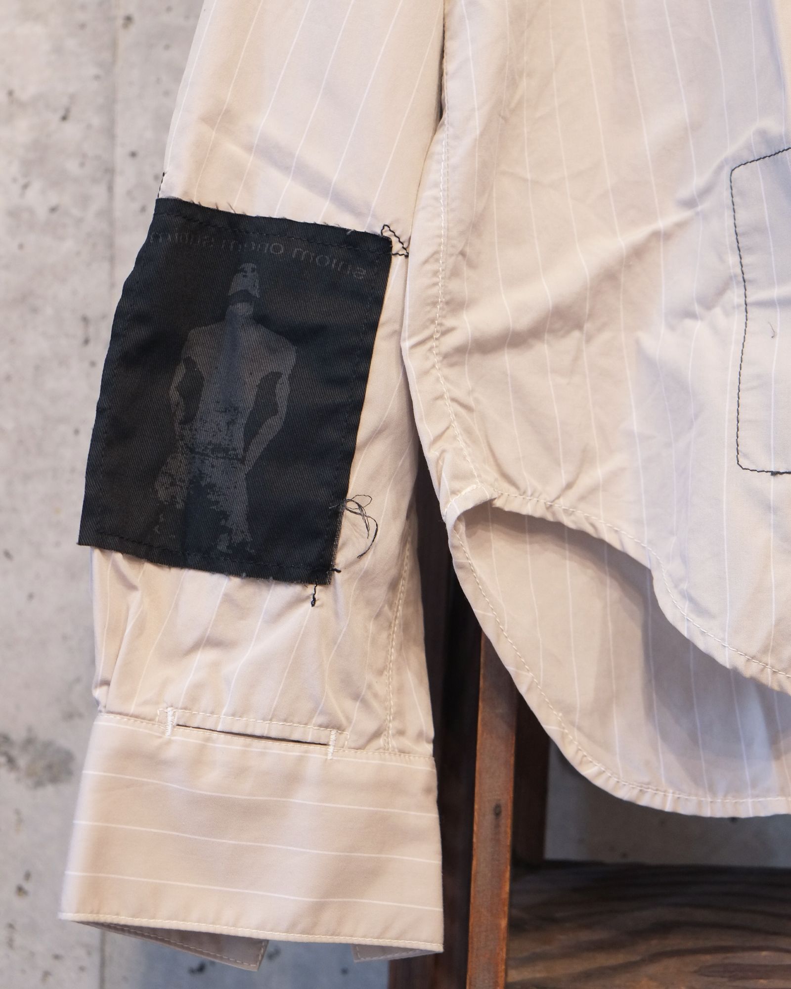 Bootleg Stripe Shirts With Patched(MIN) / ストライプ シャツ / サンド / M-P4-BG13