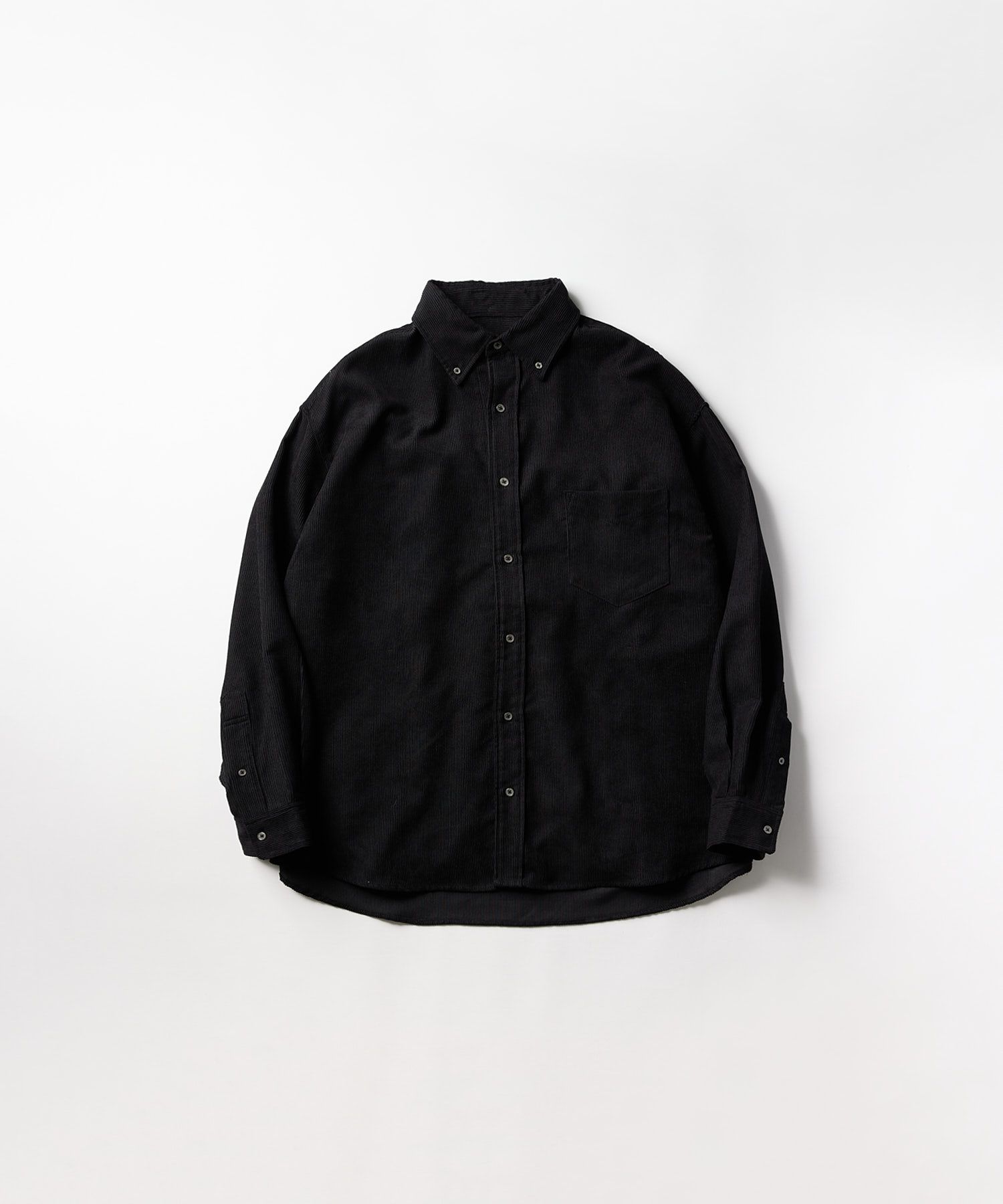 OVERSIZED CORDUROY SHIRT / オーバーサイズ コーデュロイ シャツ / ブラック / MTM-SH-0164-23-C