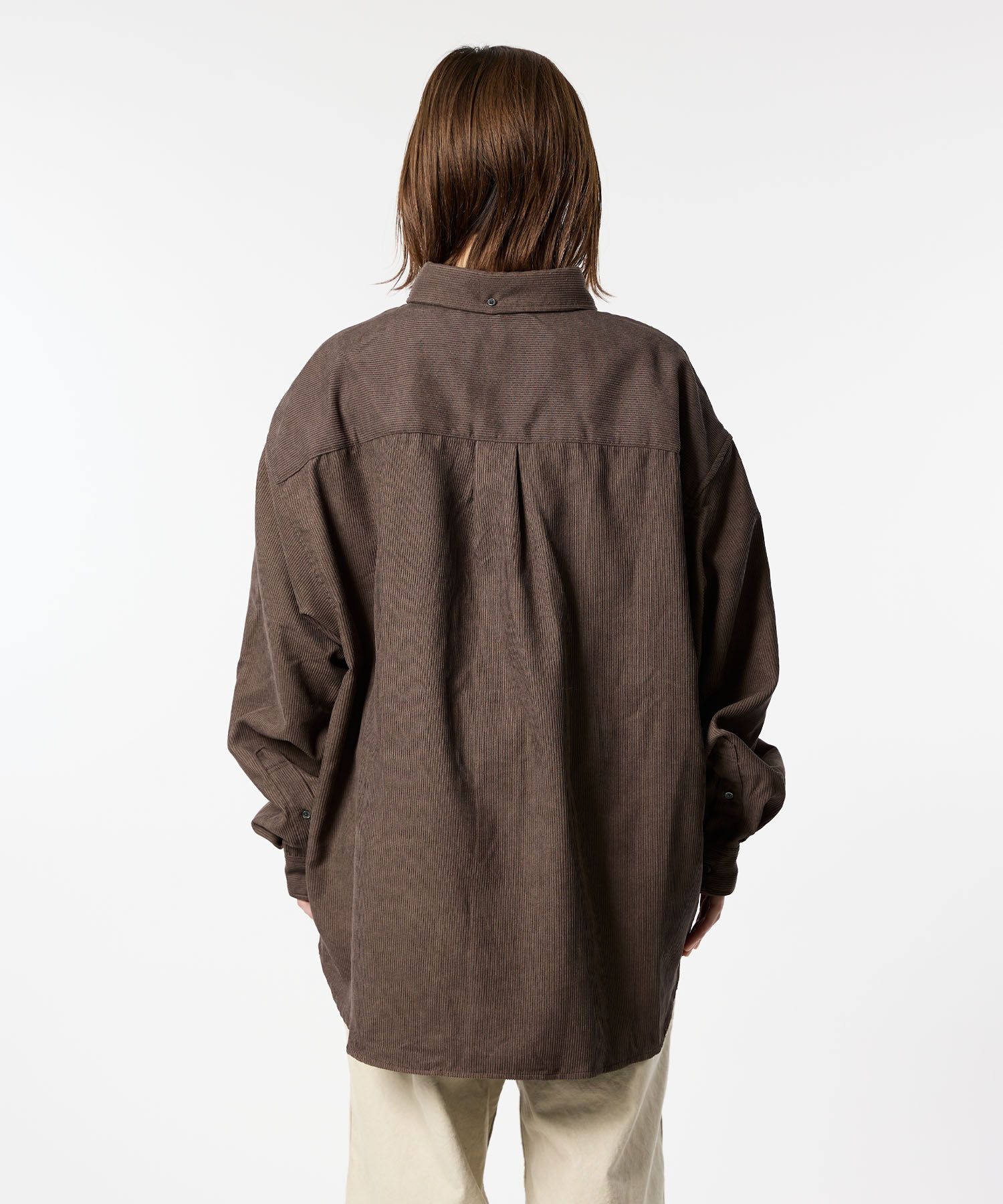 OVERSIZED CORDUROY SHIRT / オーバーサイズ コーデュロイ シャツ / ダークブラウン / MTM-SH-0164-23-C