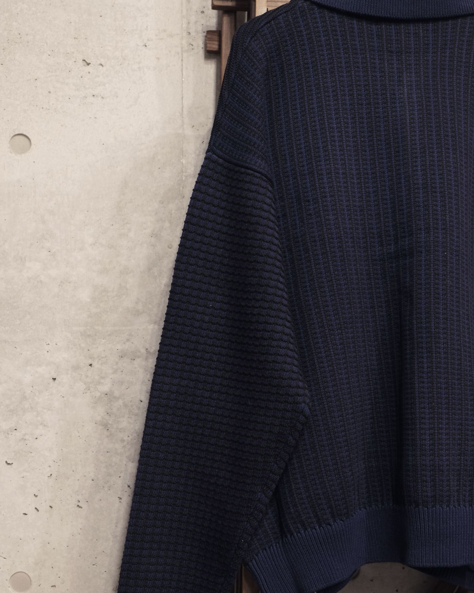 Multi Knit Shirt Jacket / シャツ ニット / ネイビー×ブラック / PD-262-KN-051