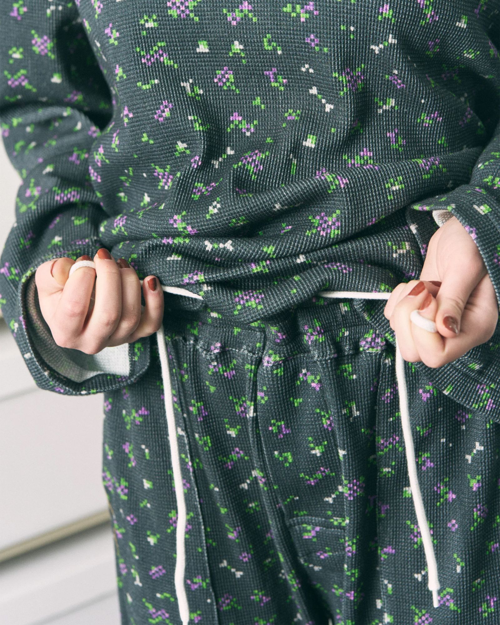 Flowe Waffle Pants / ワッフル パンツ / ブラック / PD-262-BT-081