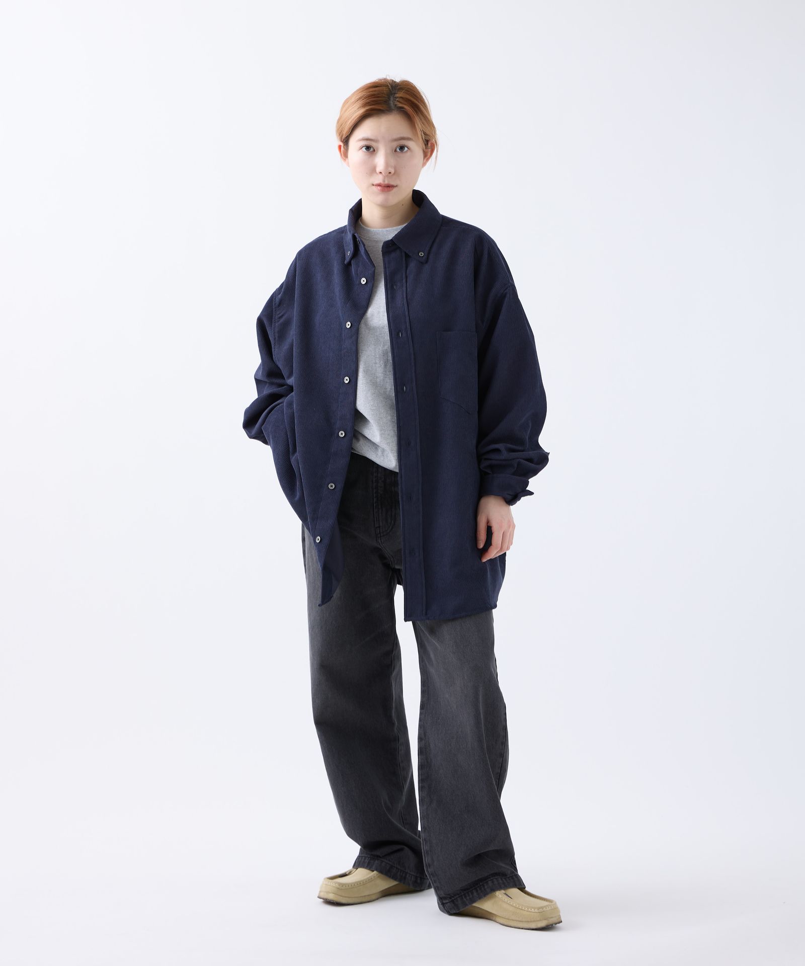 OVERSIZED CORDUROY SHIRT / オーバーサイズ コーデュロイ シャツ / ネイビー / MTM-SH-0164-23-C