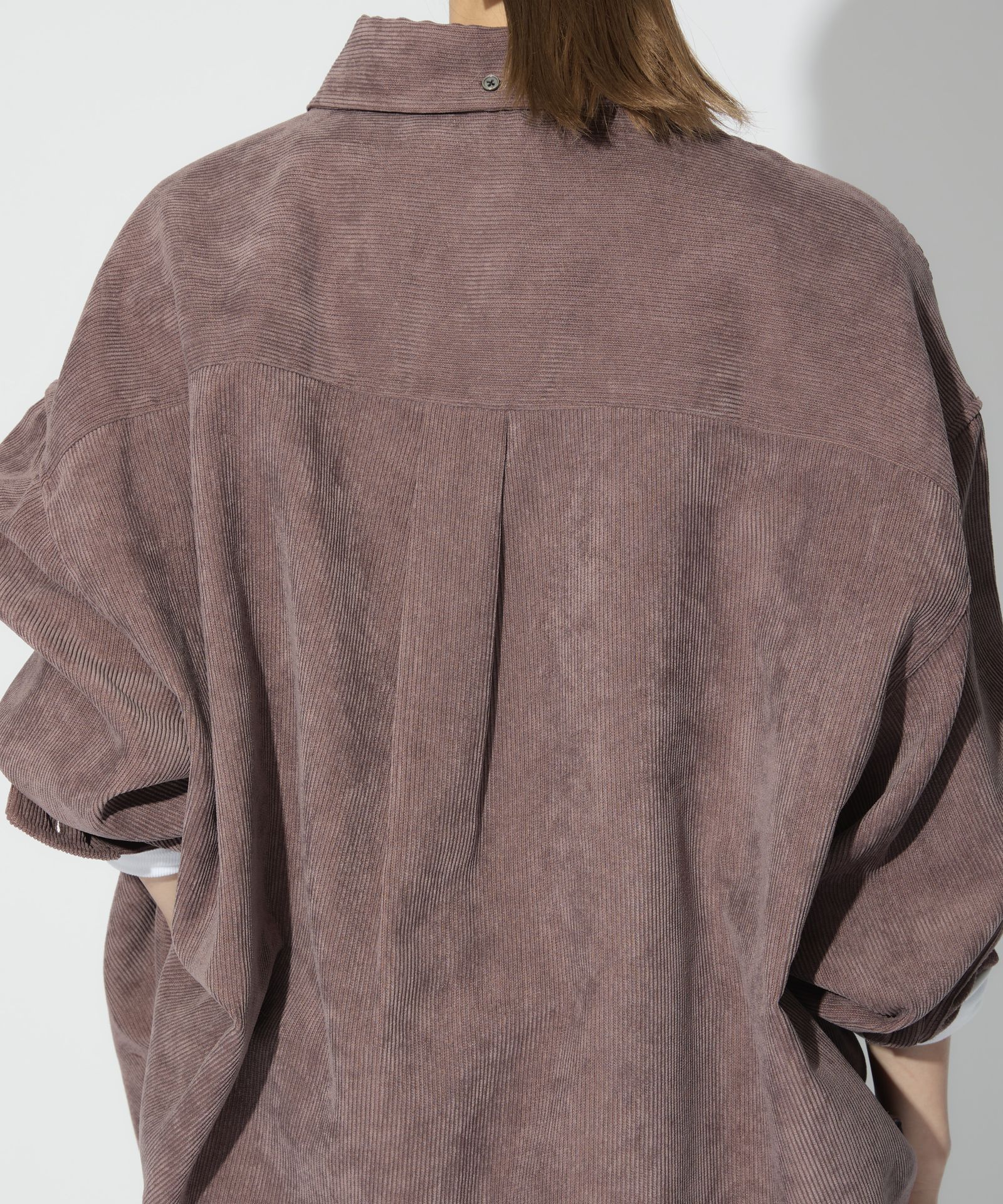 OVERSIZED CORDUROY SHIRT / オーバーサイズ コーデュロイ シャツ / レディッシュブラウン / MTM-SH-0164-23-C