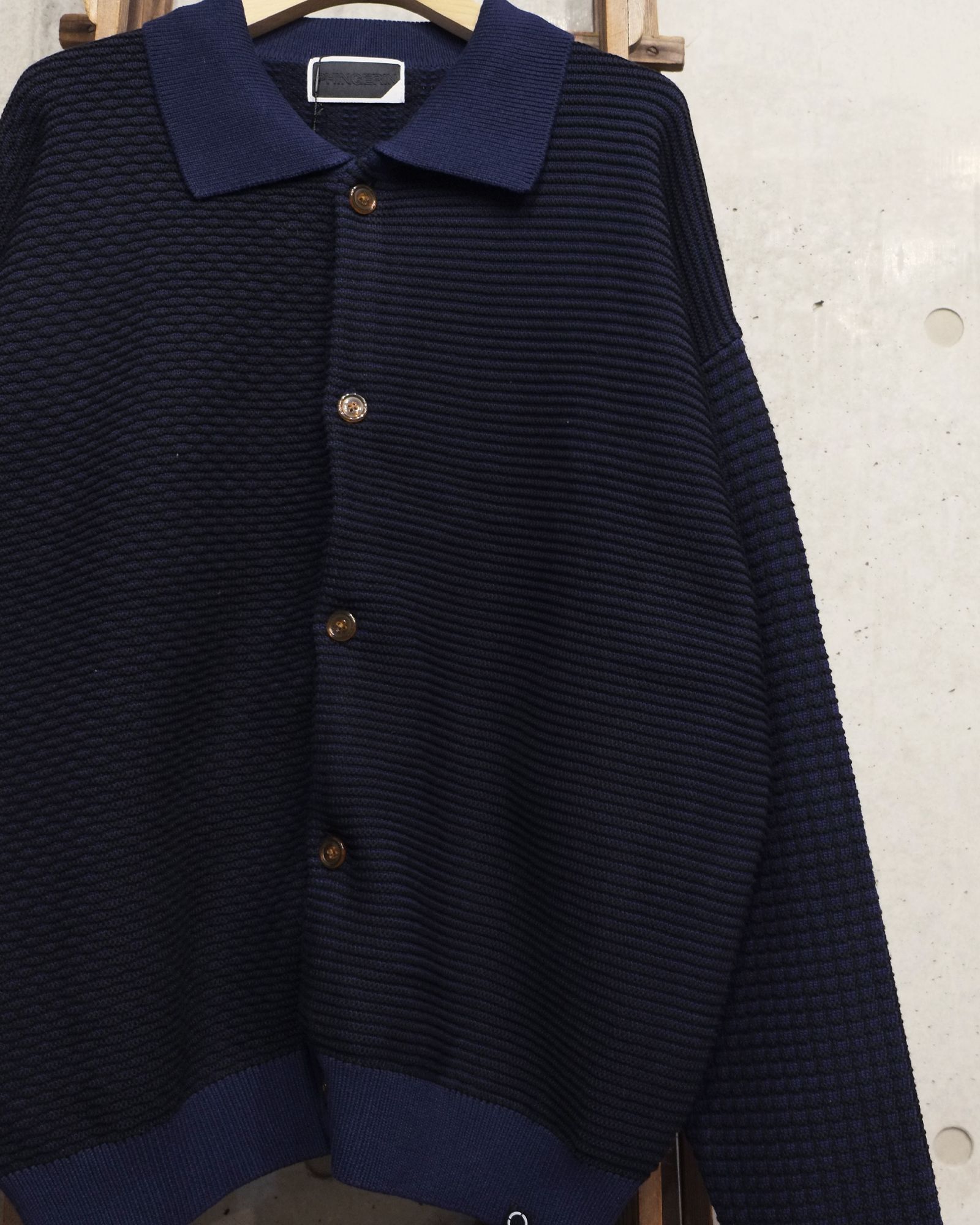 Multi Knit Shirt Jacket / シャツ ニット / ネイビー×ブラック / PD-262-KN-051