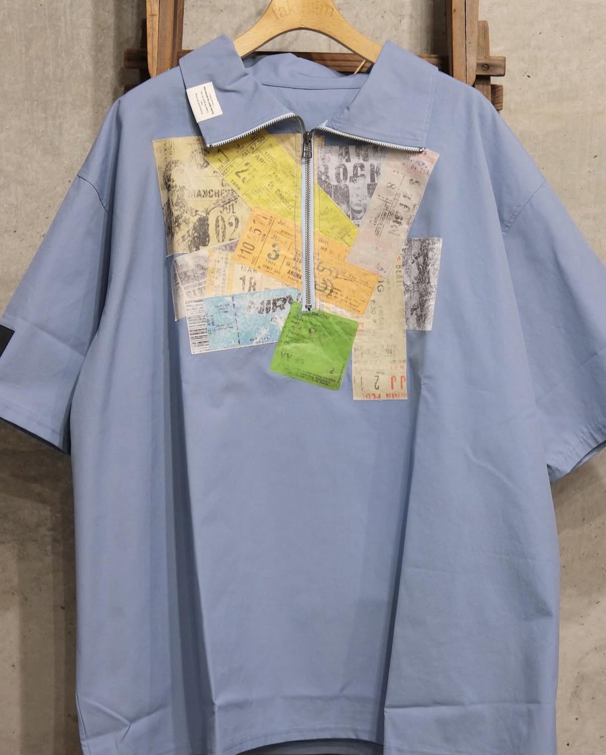 Paper Pasting Zip Shirt