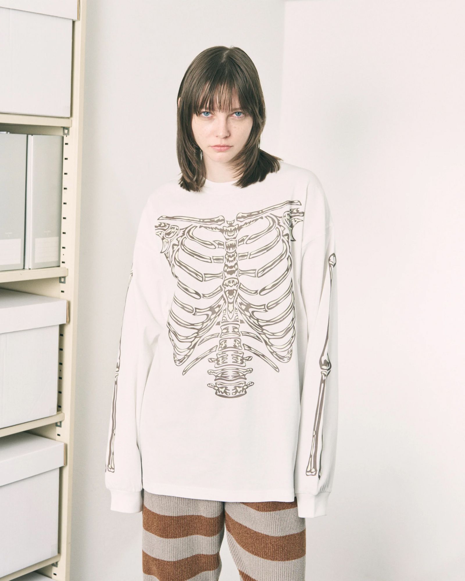 Bone L/S Tee / ボーン ロングスリーブTシャツ / ホワイト / PD-262-LCS-051