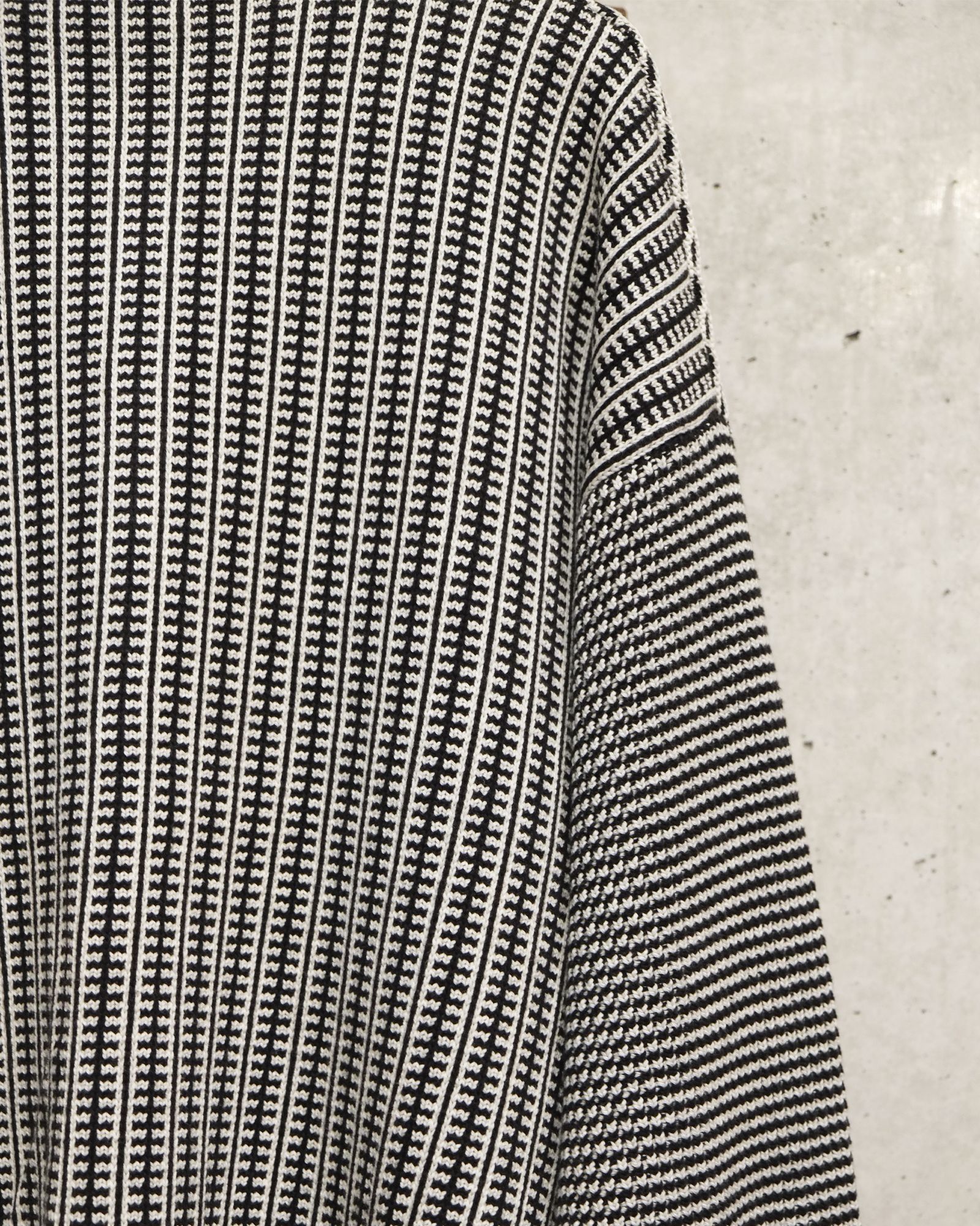 Multi Knit Shirt Jacket / シャツ ニット / ブラック×ホワイト / PD-262-KN-051