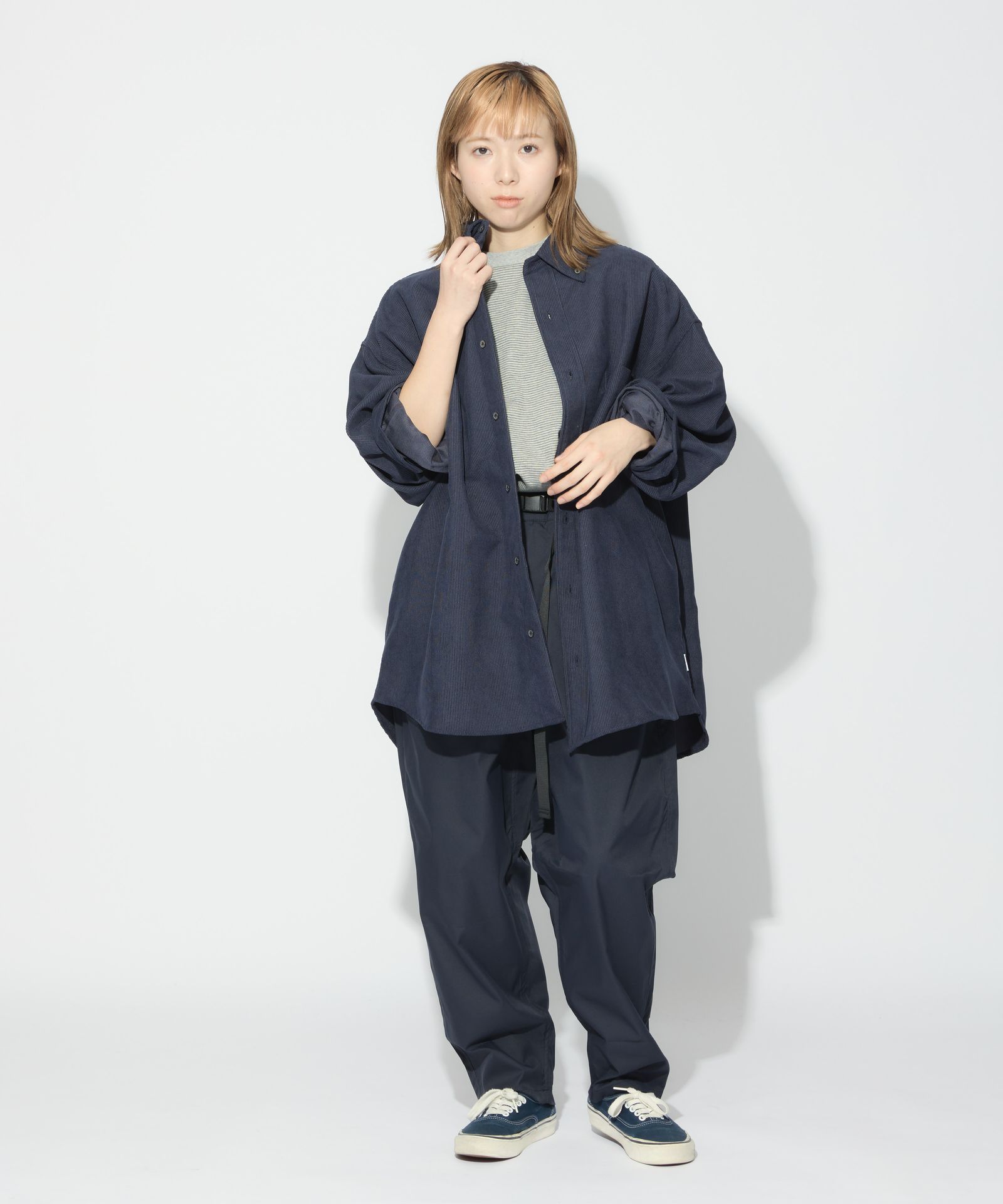 OVERSIZED CORDUROY SHIRT / オーバーサイズ コーデュロイ シャツ / ネイビー / MTM-SH-0164-23-C