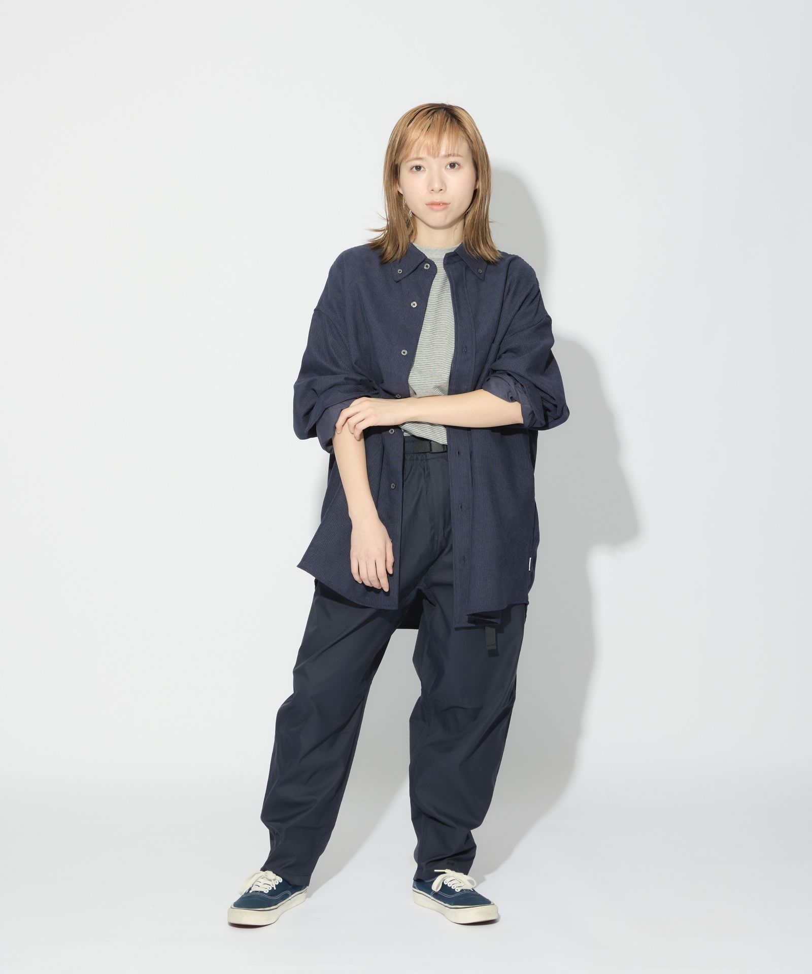 OVERSIZED CORDUROY SHIRT / オーバーサイズ コーデュロイ シャツ / ネイビー / MTM-SH-0164-23-C