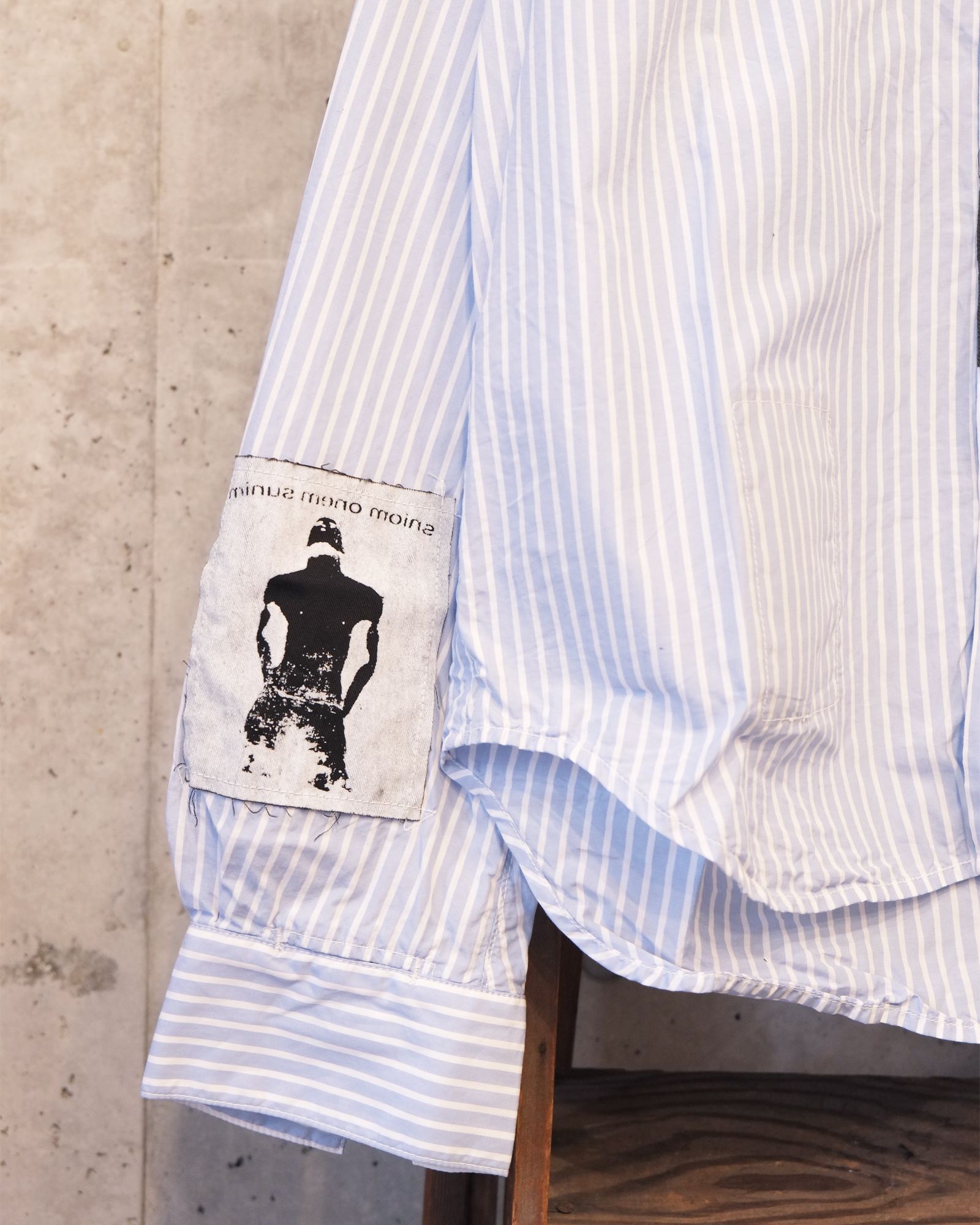 Bootleg Stripe Shirts With Patched(MIN) / ストライプ シャツ / サックス / M-P4-BG13