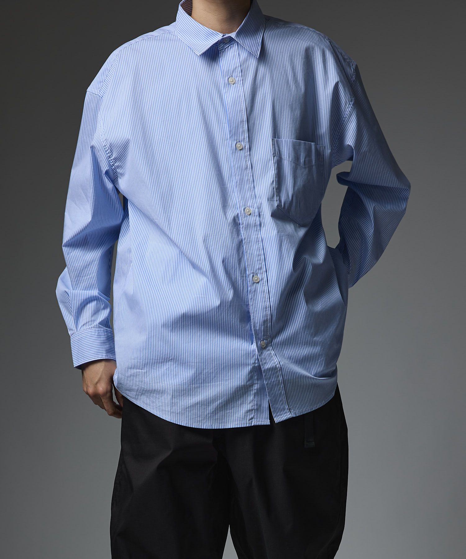LOOSE STRIPE SHIRT L/S / ルーズ ストライプ シャツ / ブルー / MTM-SH-0266-24-B