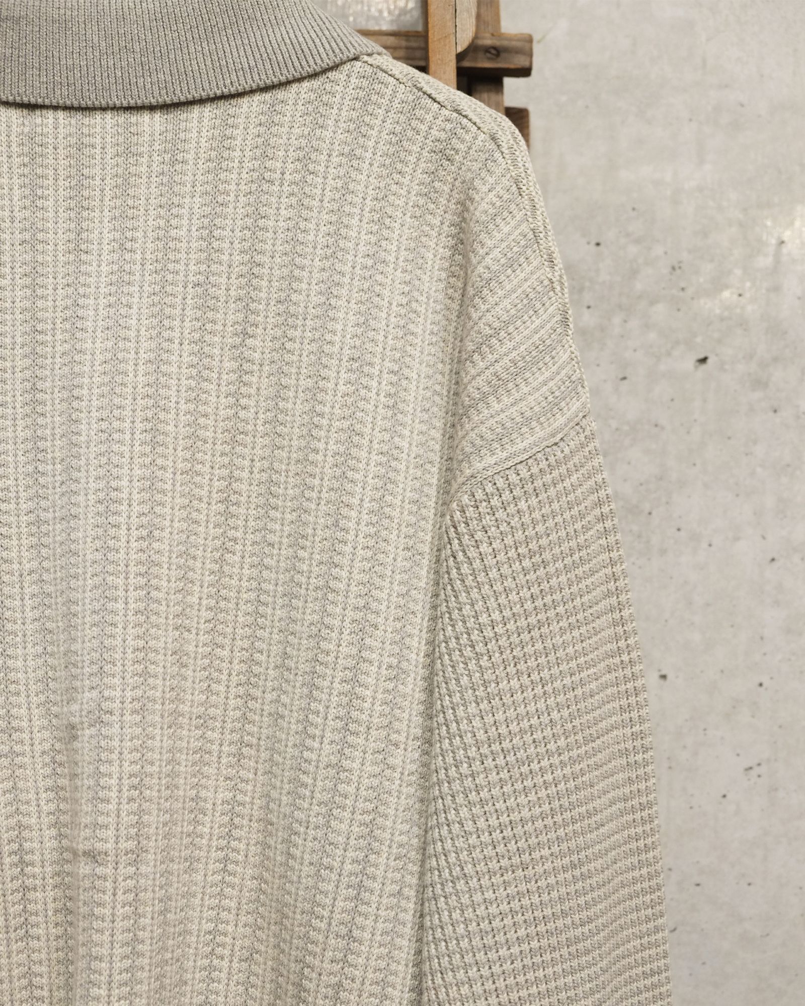 Multi Knit Shirt Jacket / シャツ ニット / グレー×オートミール / PD-262-KN-051