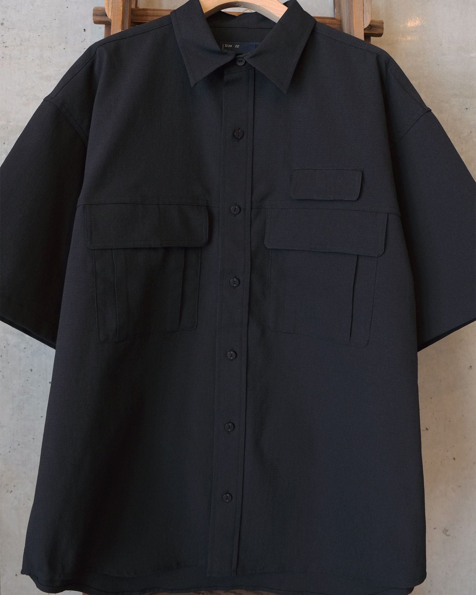Breathable Linen Luggage S/S SH / ショートスリーブ シャツ / ブラック / MW-SH26104