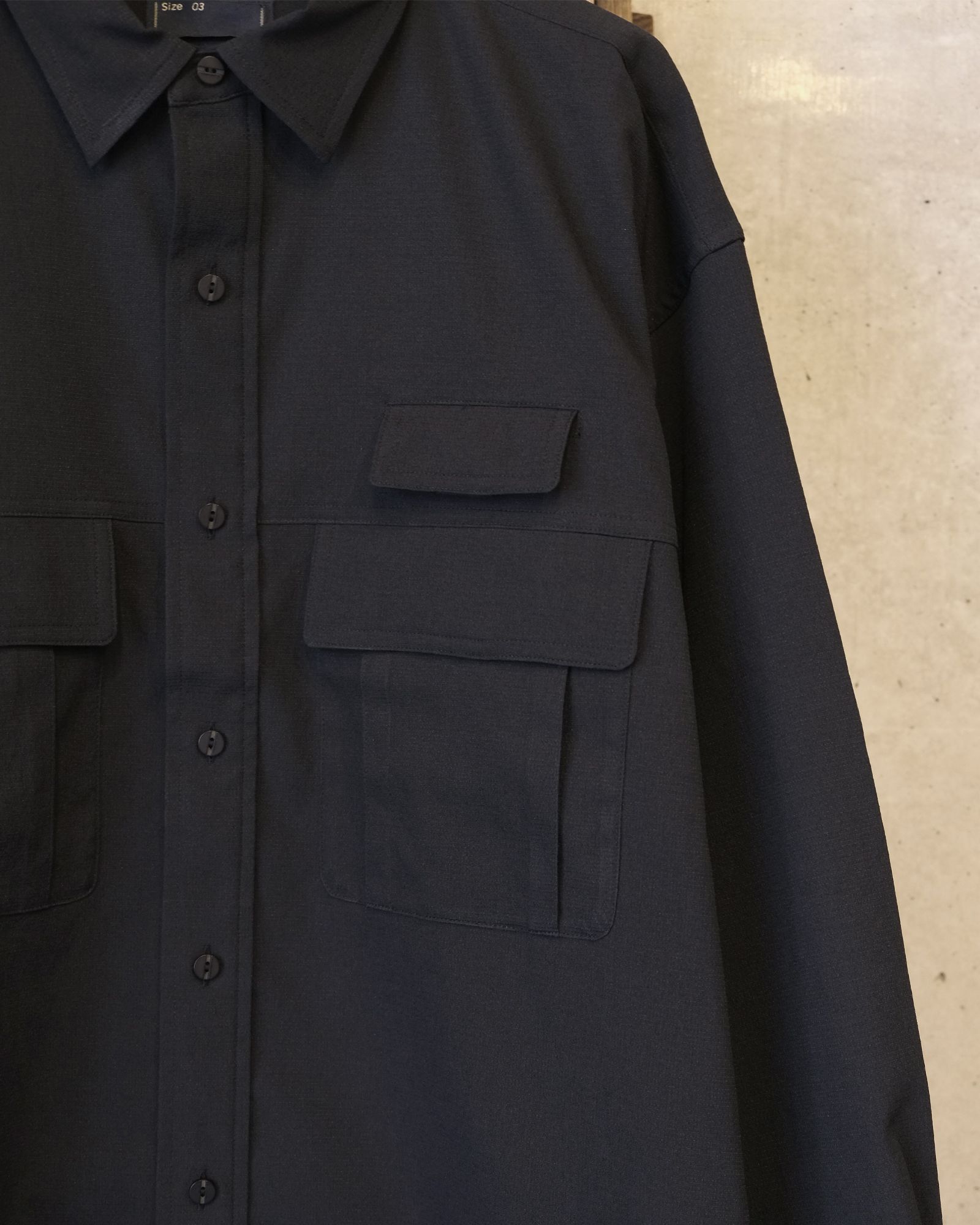 Breathable Linen Luggage L/S SH / ロングスリーブ シャツ / ブラック / MW-SH26102
