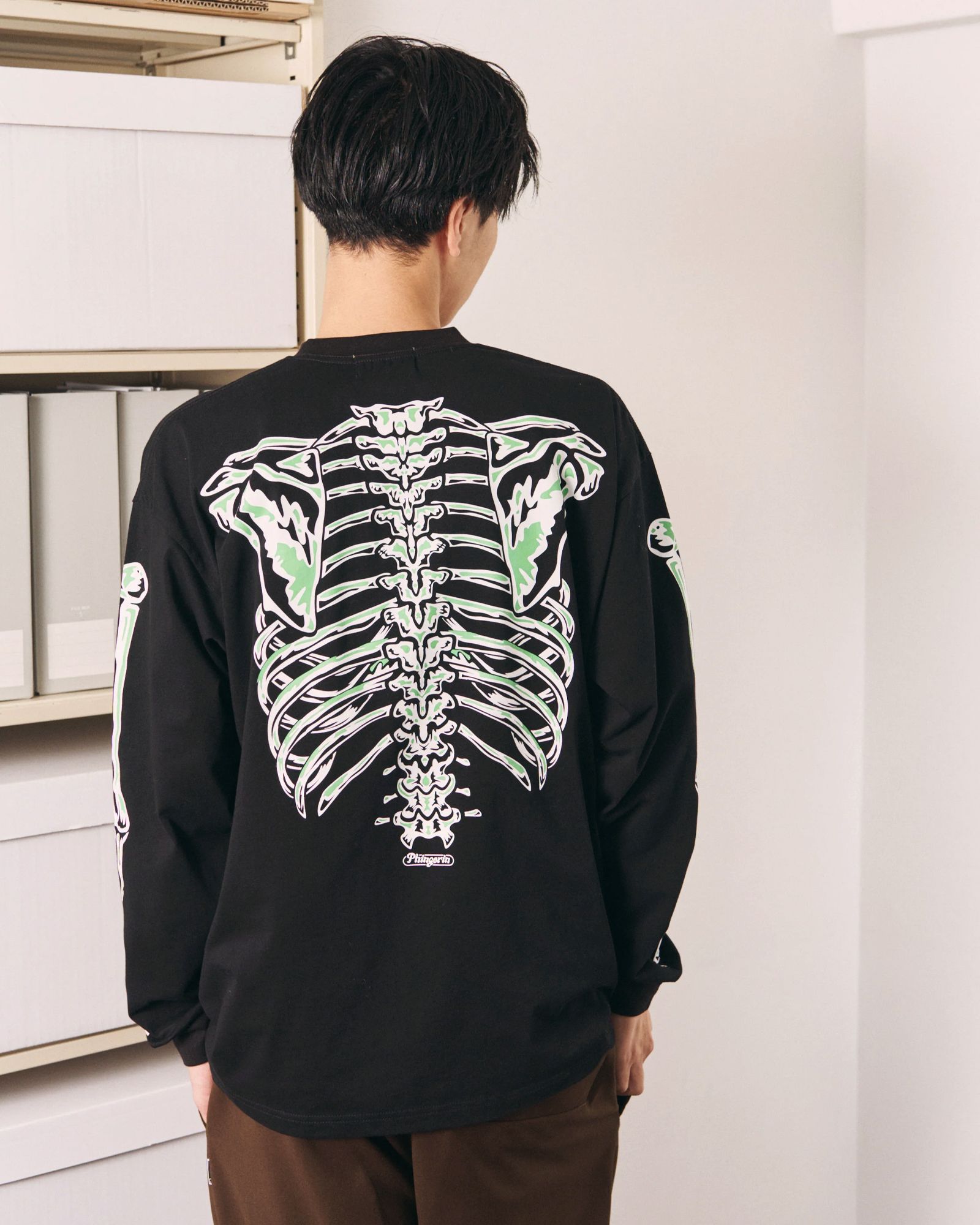 Bone L/S Tee / ボーン ロングスリーブTシャツ / ブラック / PD-262-LCS-051