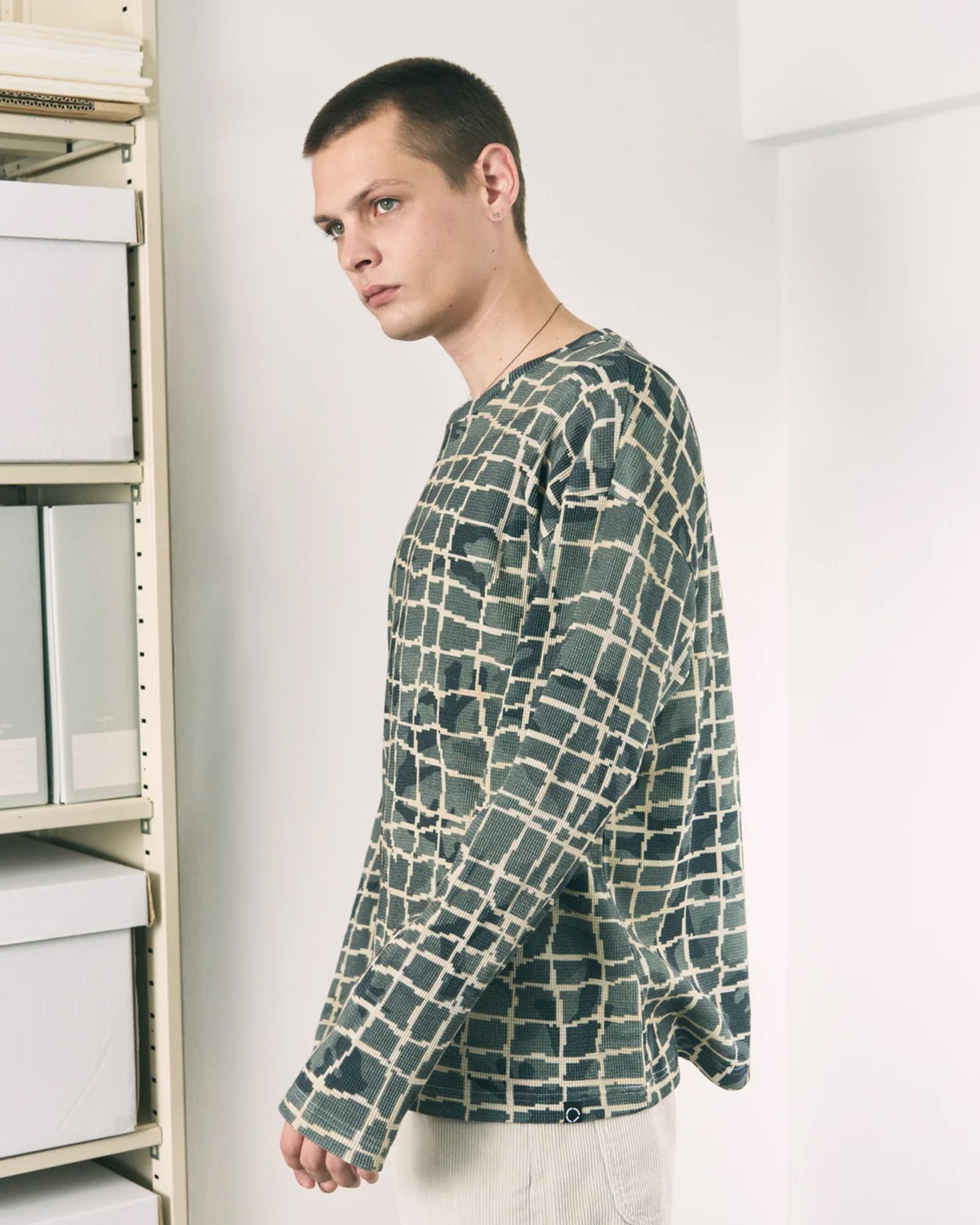 Net L/S Waffle Thermal / ワッフル ロングスリーブTシャツ / ベージュ / PD-262-LCS-022