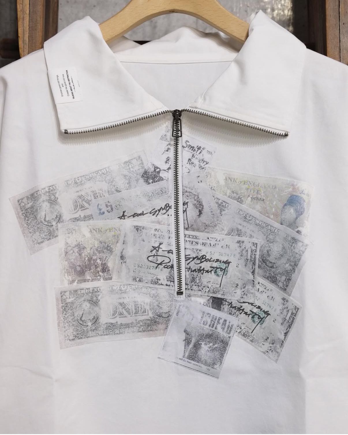 Paper Pasting Zip Shirt
