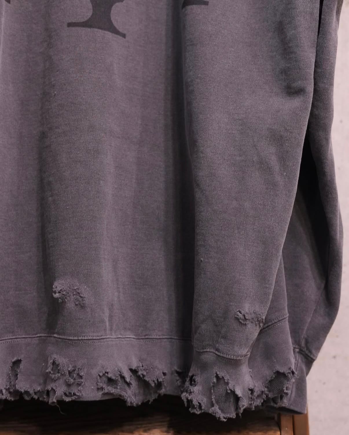 Bootleg Zip Up Hoodie With Damaged