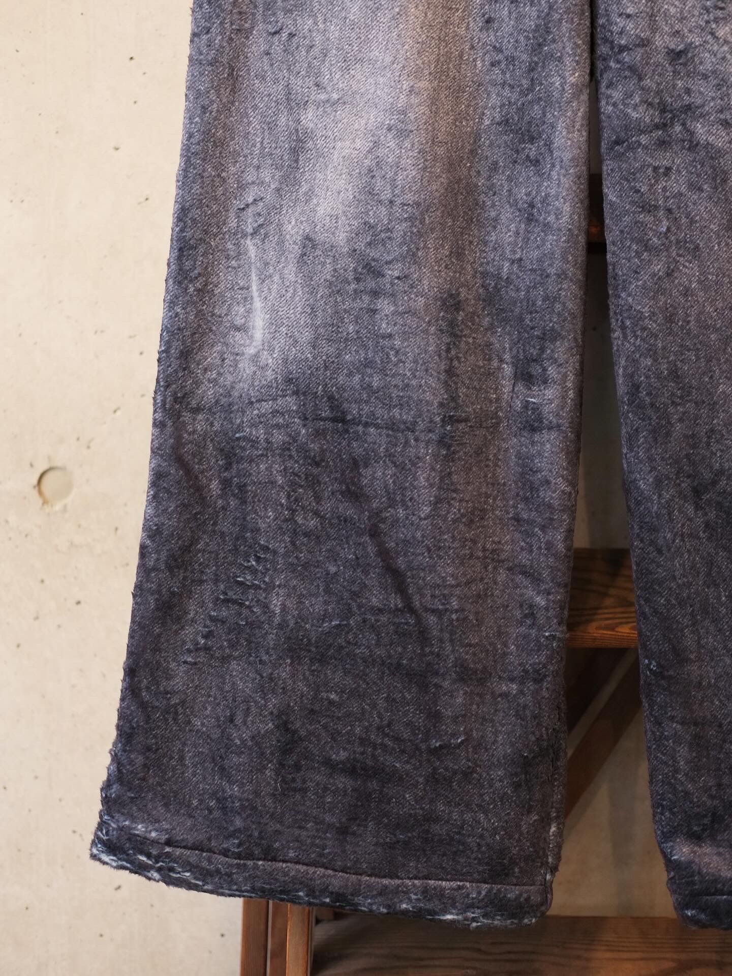 Fleece Denim Print Wide PT