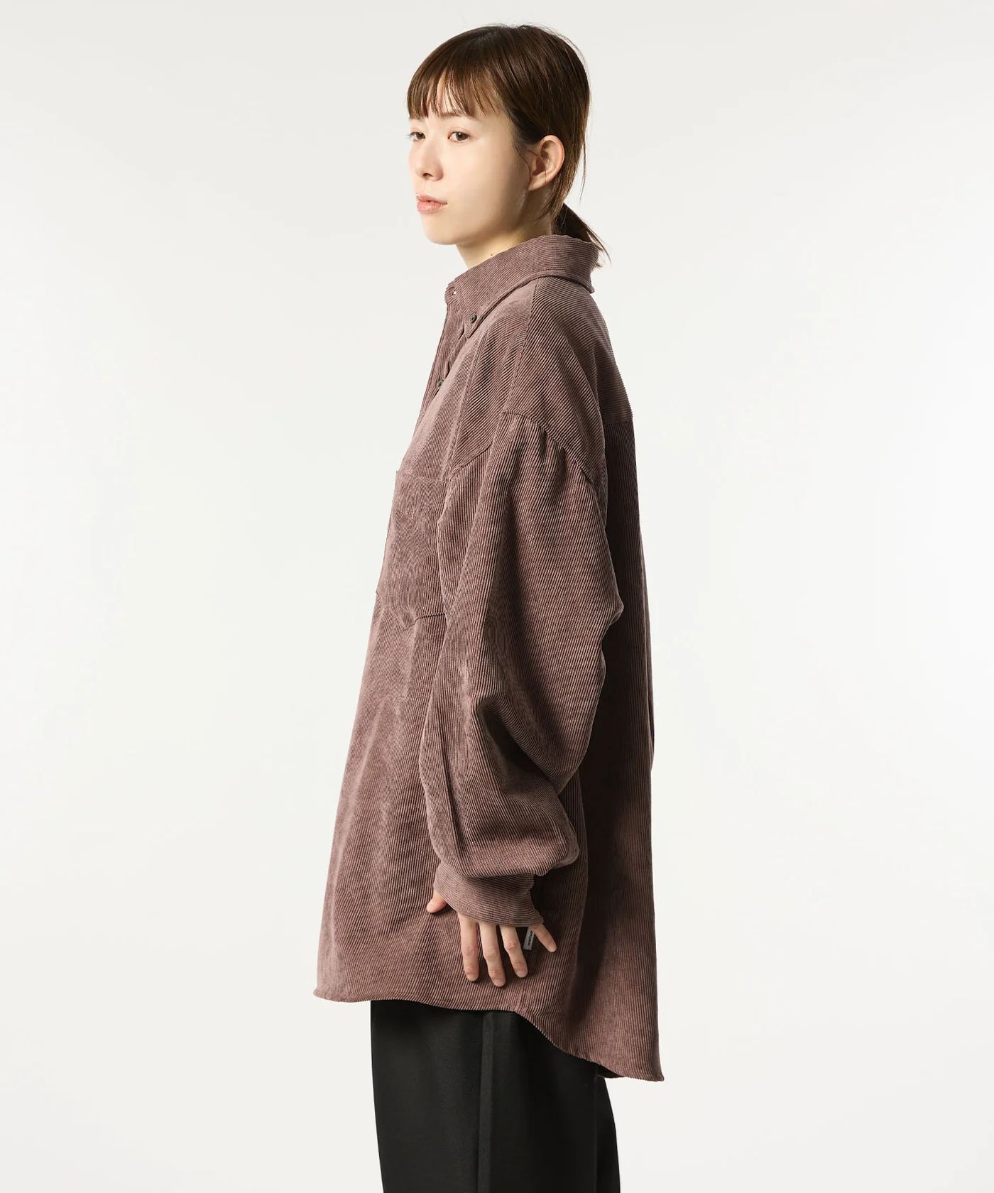 OVERSIZED CORDUROY SHIRT / オーバーサイズ コーデュロイ シャツ / レディッシュブラウン / MTM-SH-0164-23-C
