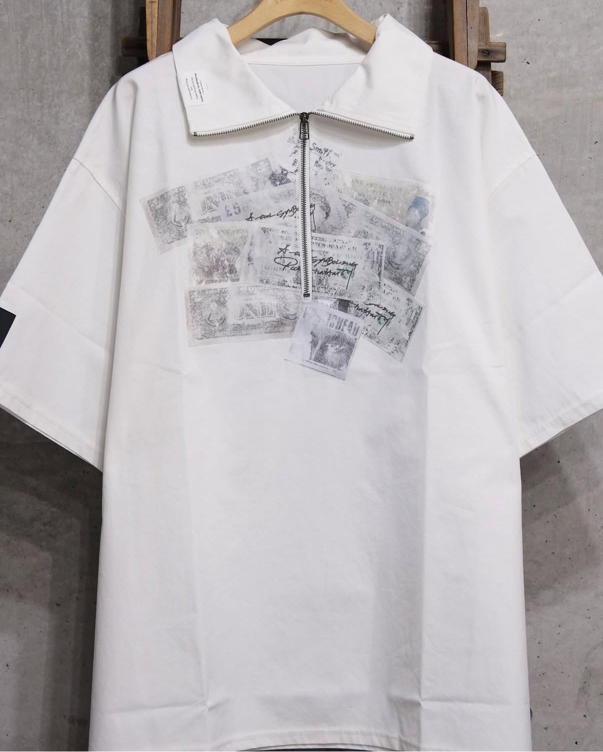 Paper Pasting Zip Shirt