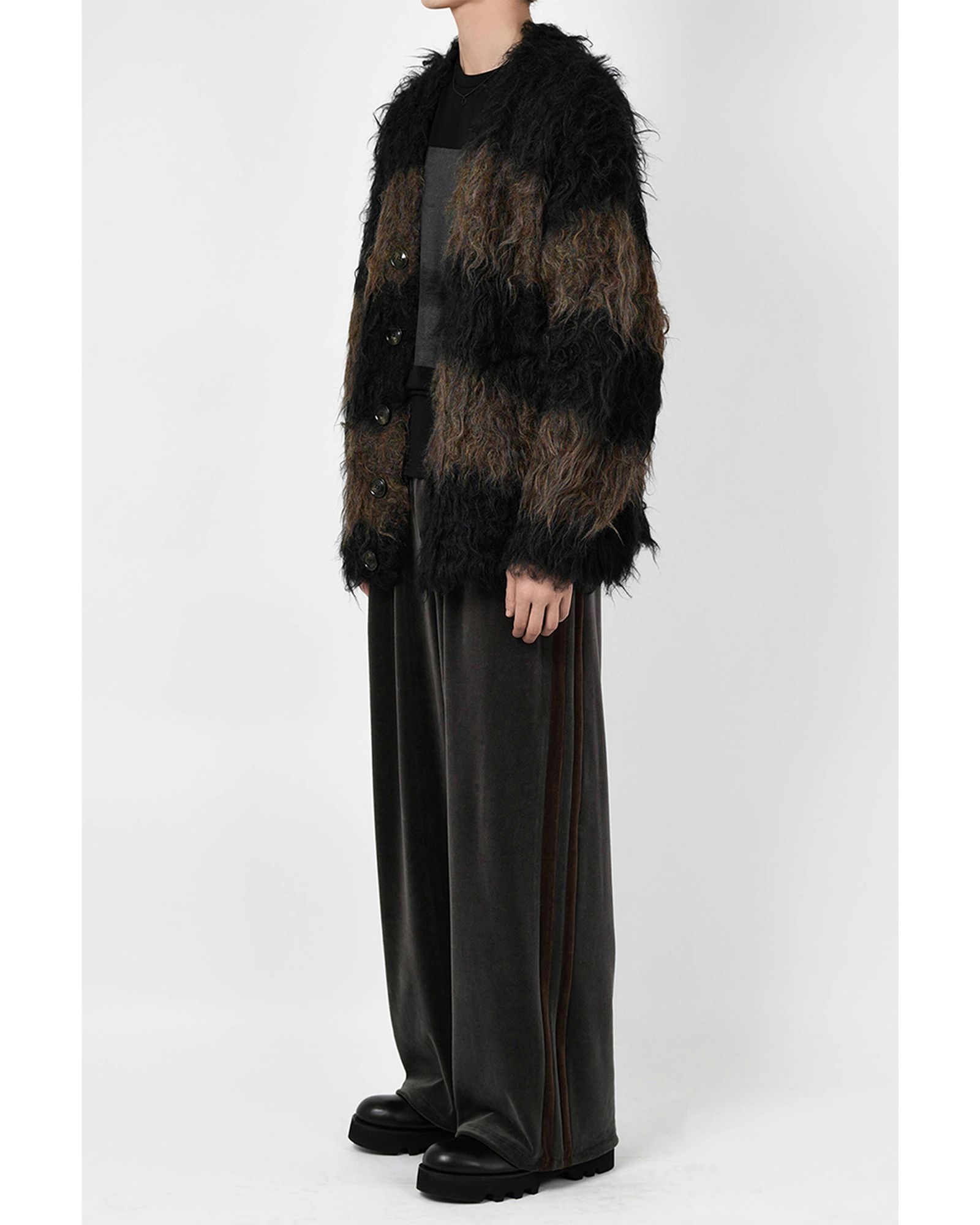 Shaggy Border Knit Cardigan