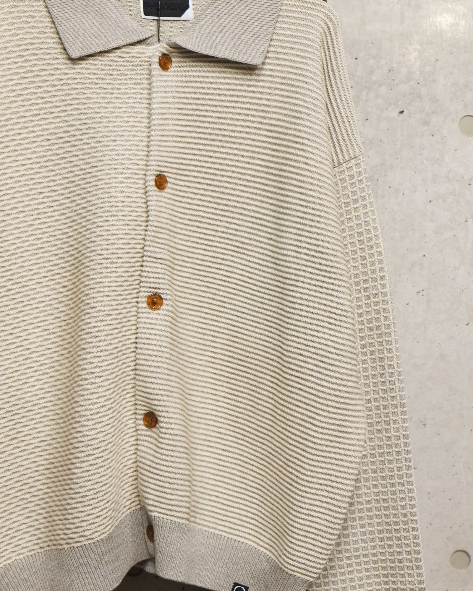 Multi Knit Shirt Jacket / シャツ ニット / グレー×オートミール / PD-262-KN-051