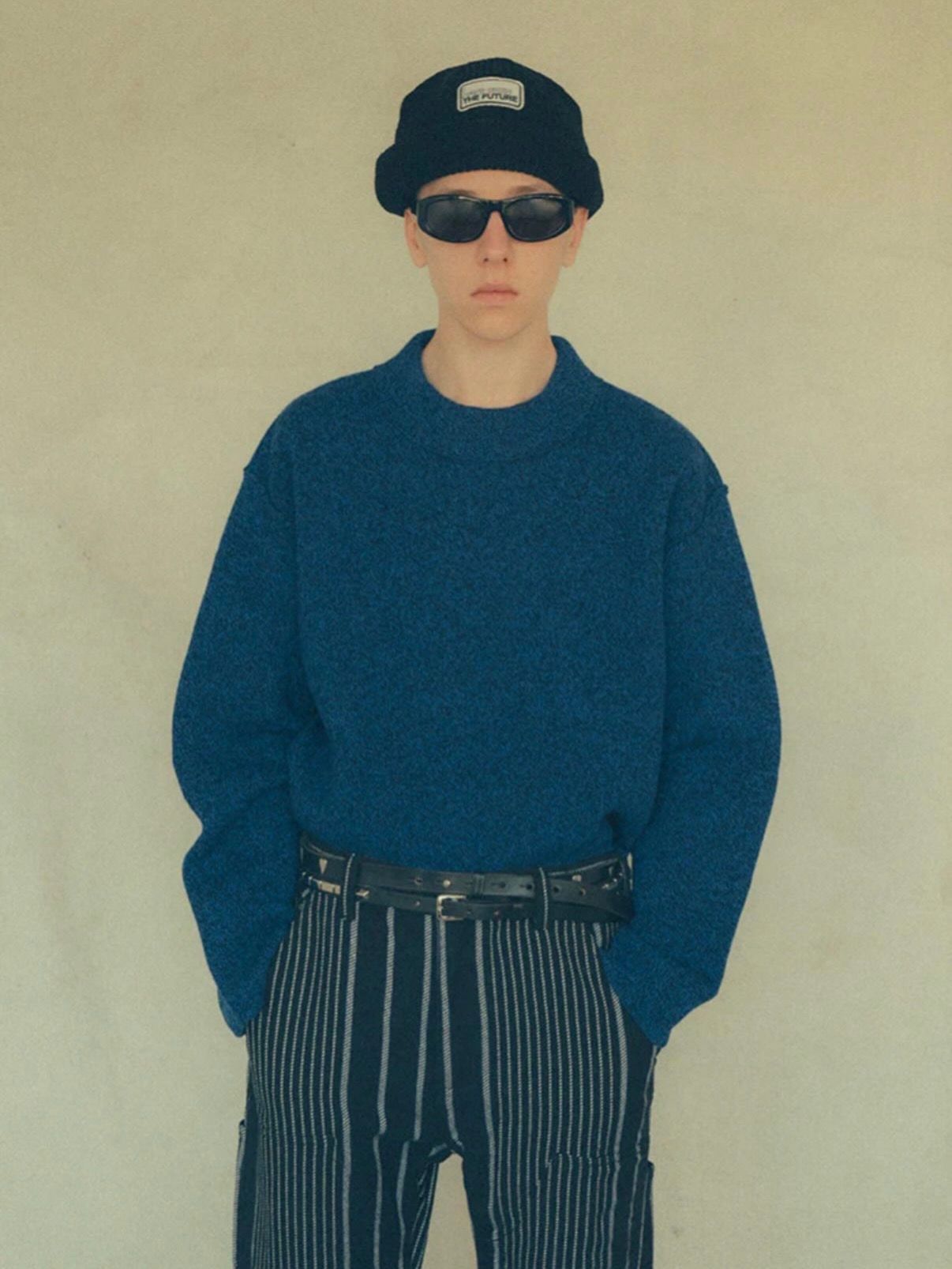 Mix Color Mock Neck Sweater