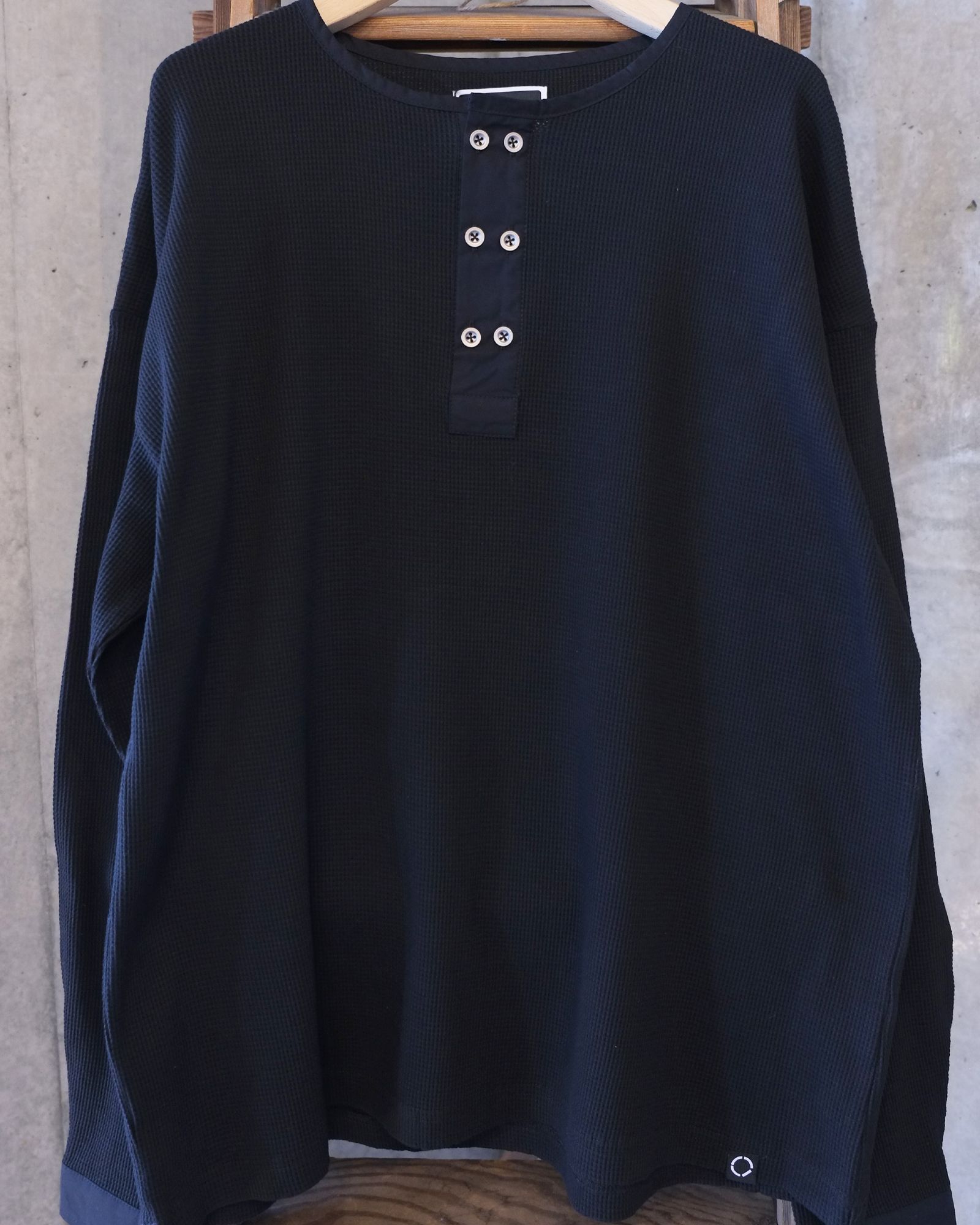 Double Henley L/S Tee / ヘンリー ロングスリーブTシャツ / ブラック / PD-262-LCS-041