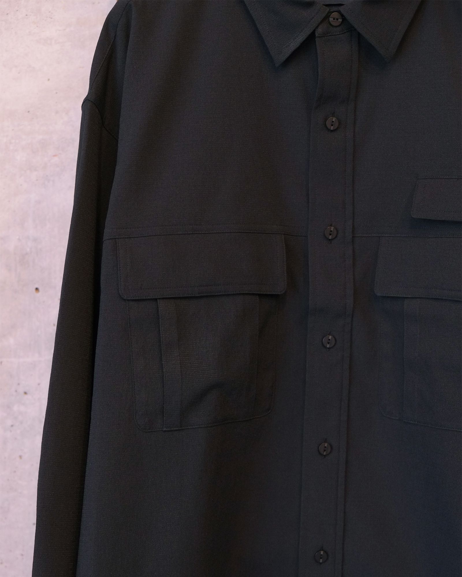 Breathable Linen Luggage L/S SH / ロングスリーブ シャツ / ブラック / MW-SH26102