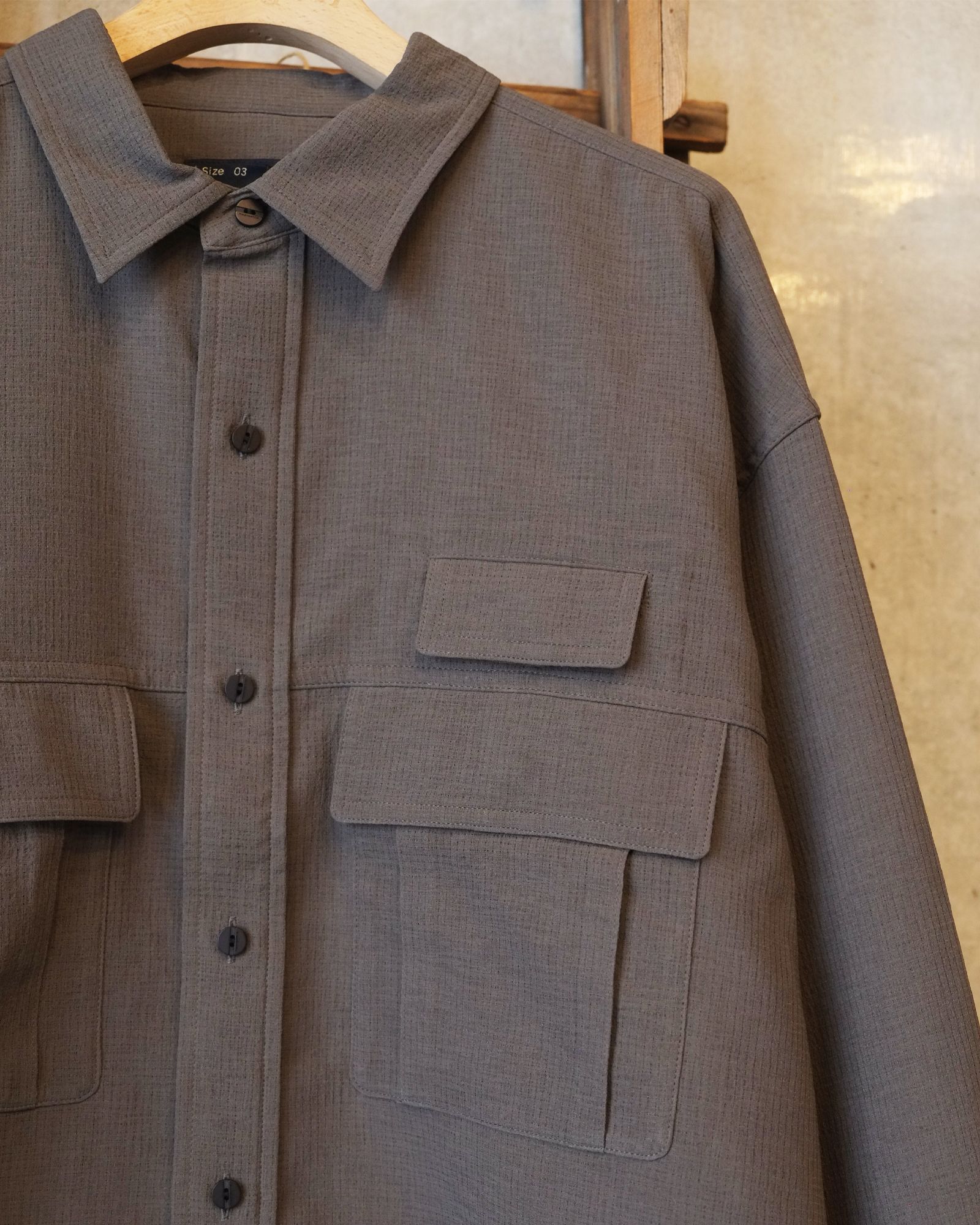 Breathable Linen Luggage L/S SH / ロングスリーブ シャツ / グレー / MW-SH26102