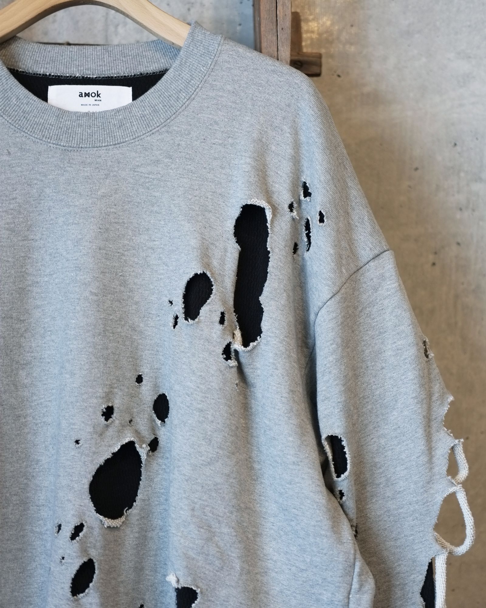 AMOK - Damage Layered Sweat Shirt / ダメージ加工