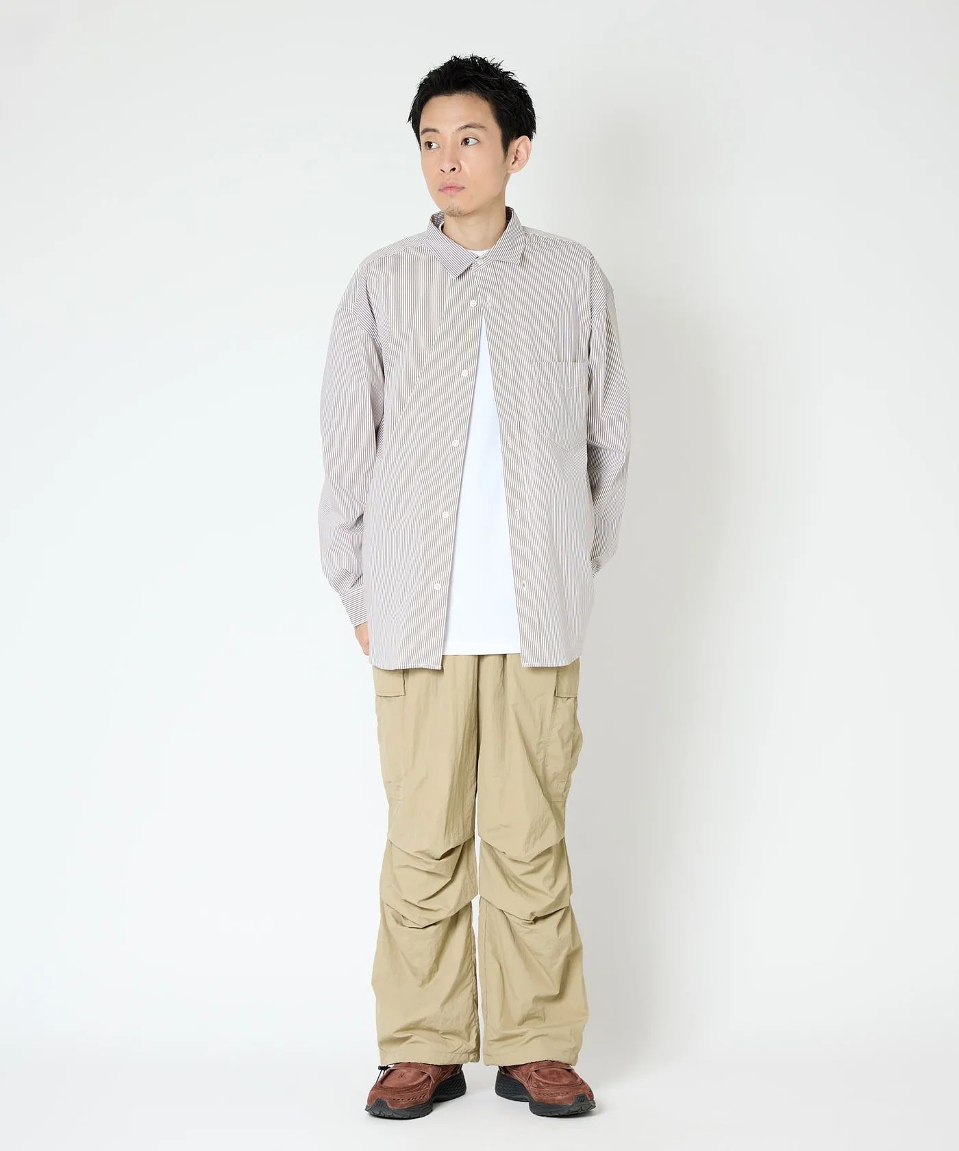 LOOSE STRIPE SHIRT L/S / ルーズ ストライプ シャツ / ブラウン / MTM-SH-0266-24-B